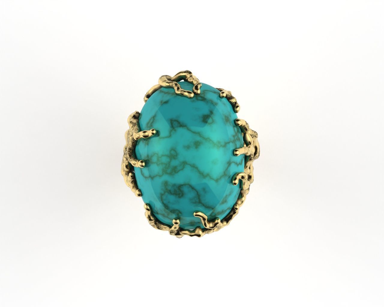 Art Ring with Oval Cabochon 3D print model_5