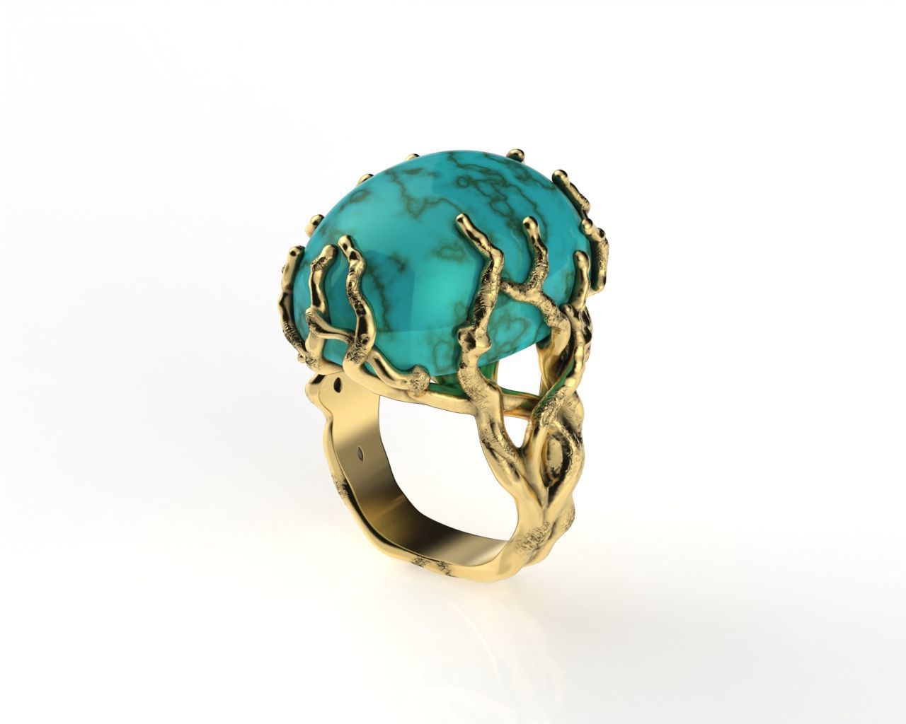 Art Ring with Oval Cabochon 3D print model_6