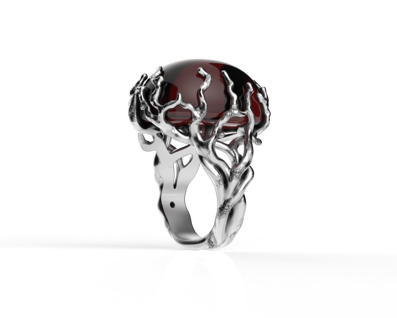 Art Ring with Oval Cabochon 3D print model_7