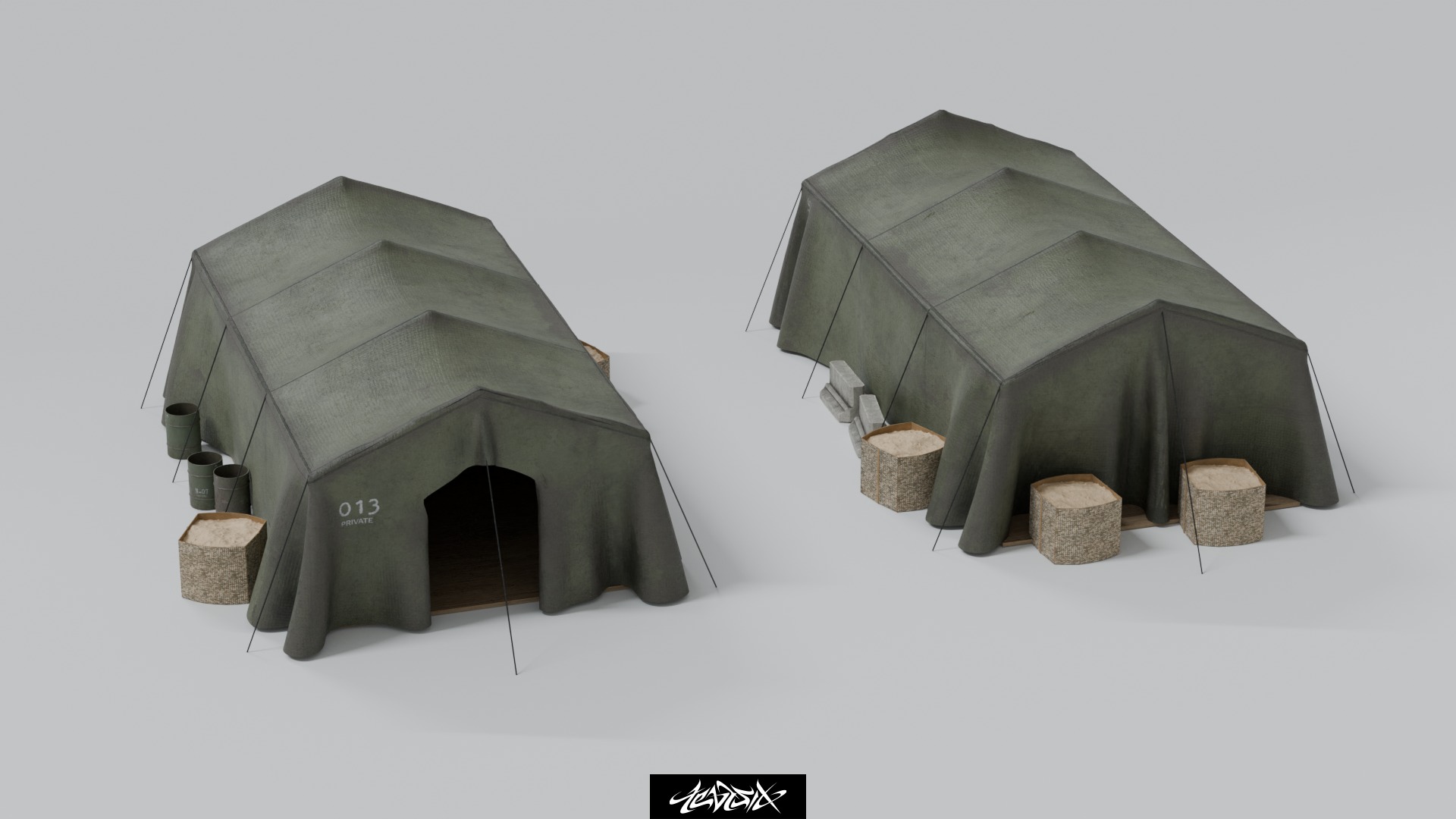 Military Base Kitbash set with over 50 Buildings and Assets 3D model_12