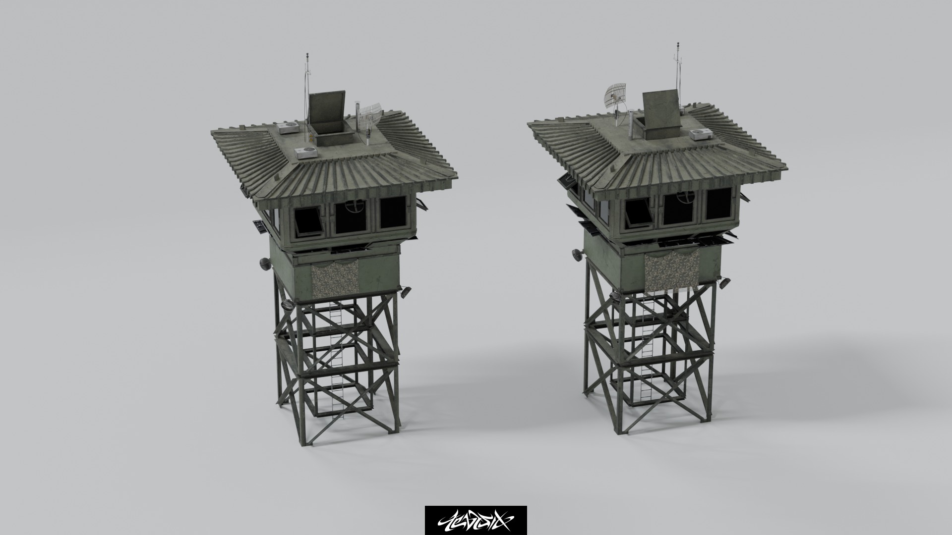 Military Base Kitbash set with over 50 Buildings and Assets 3D model_7