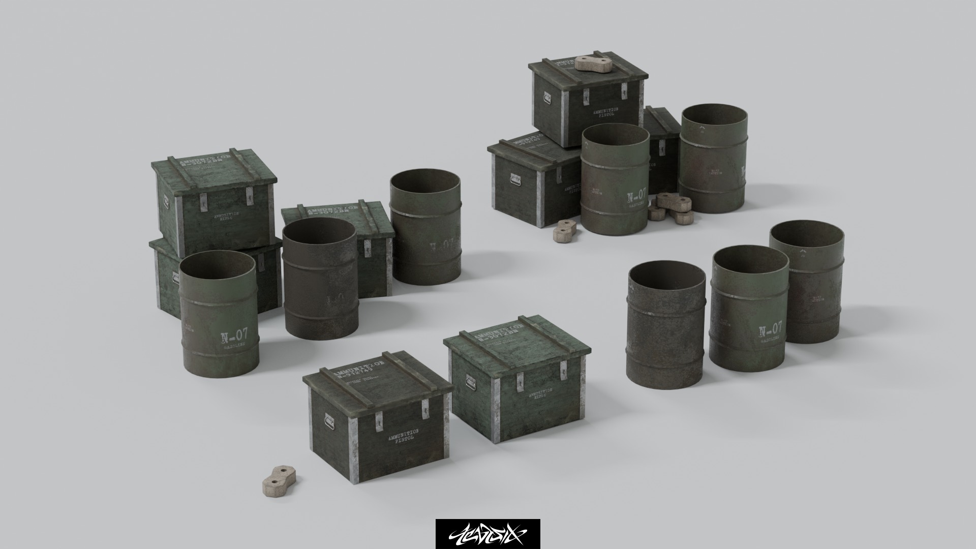Military Base Kitbash set with over 50 Buildings and Assets 3D model_1