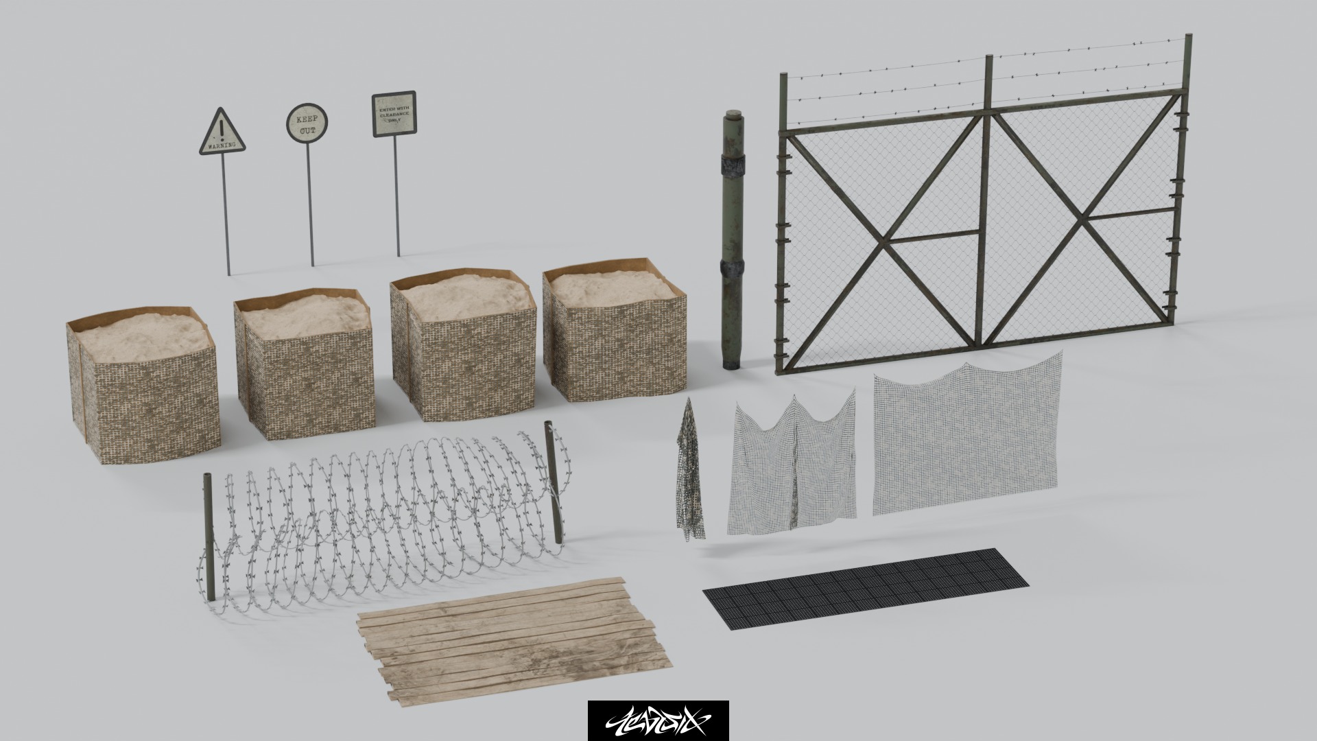 Military Base Kitbash set with over 50 Buildings and Assets 3D model_3