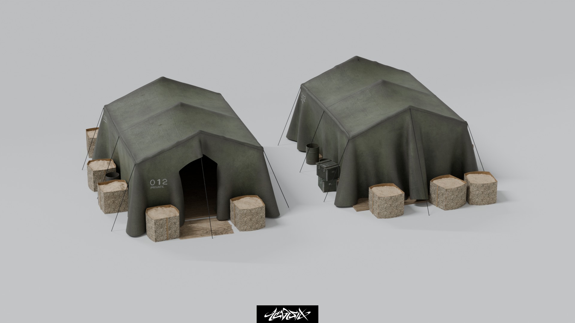 Military Base Kitbash set with over 50 Buildings and Assets 3D model_13