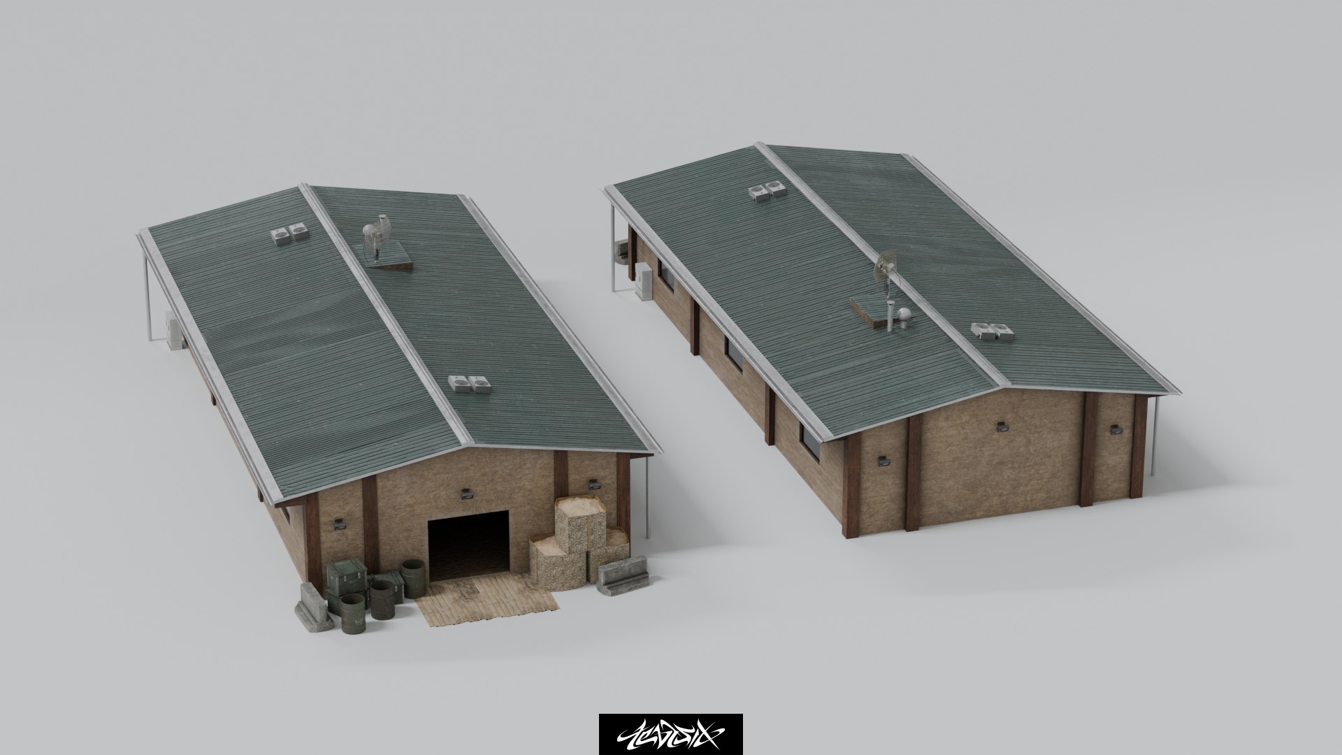 Military Base Kitbash set with over 50 Buildings and Assets 3D model_8