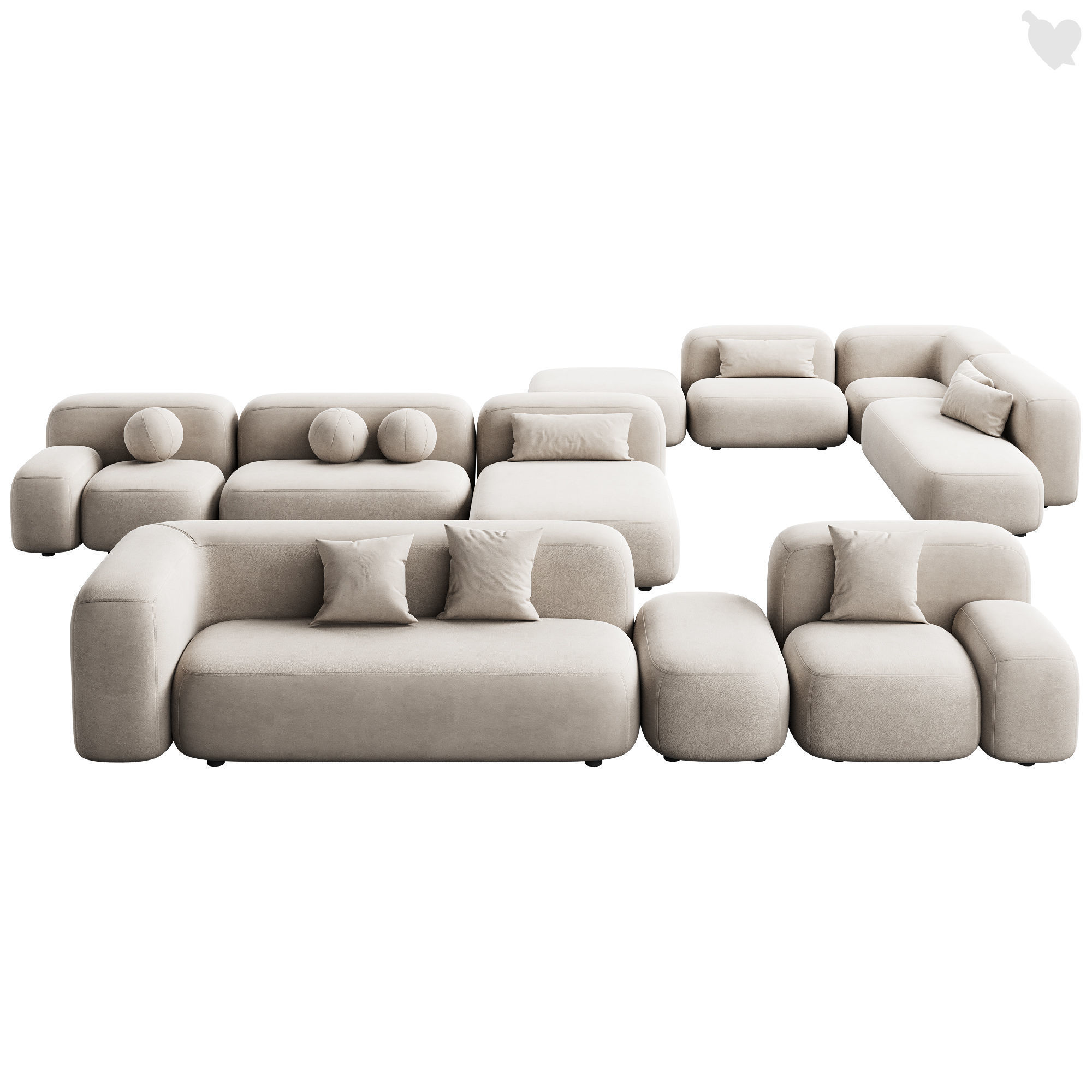476 cloud modular sofa ribbl by divan ru 3 part 2 3D model_5