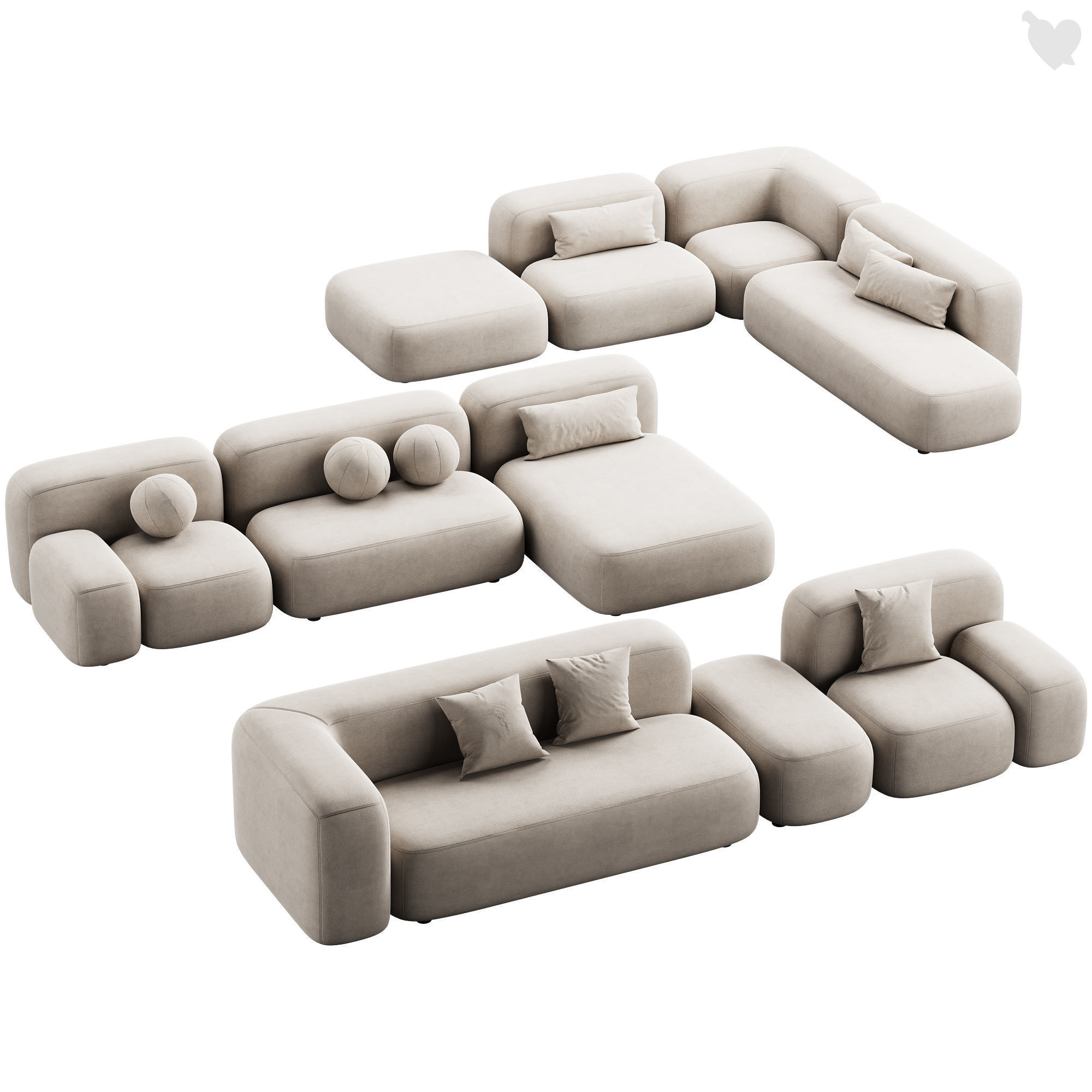 476 cloud modular sofa ribbl by divan ru 3 part 2 3D model_4