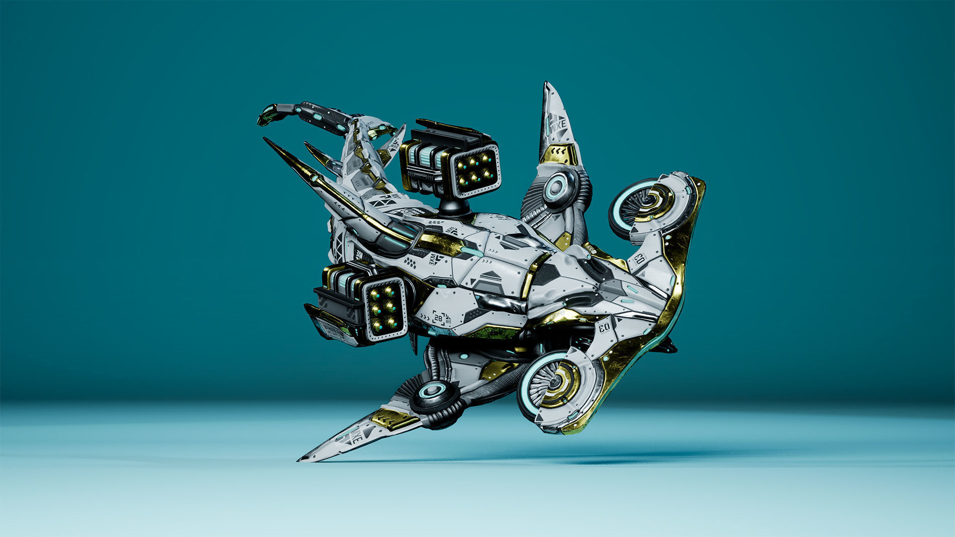 Sci-Fi Shark HammerHead Low-poly 3D model_10