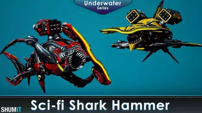 Sci-Fi Shark HammerHead Low-poly 3D model