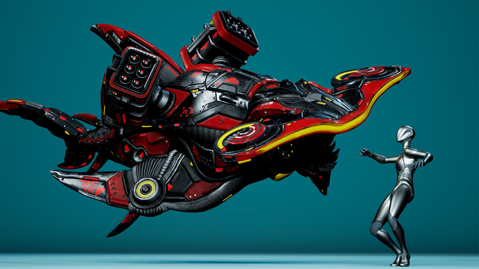 Sci-Fi Shark HammerHead Low-poly 3D model_14