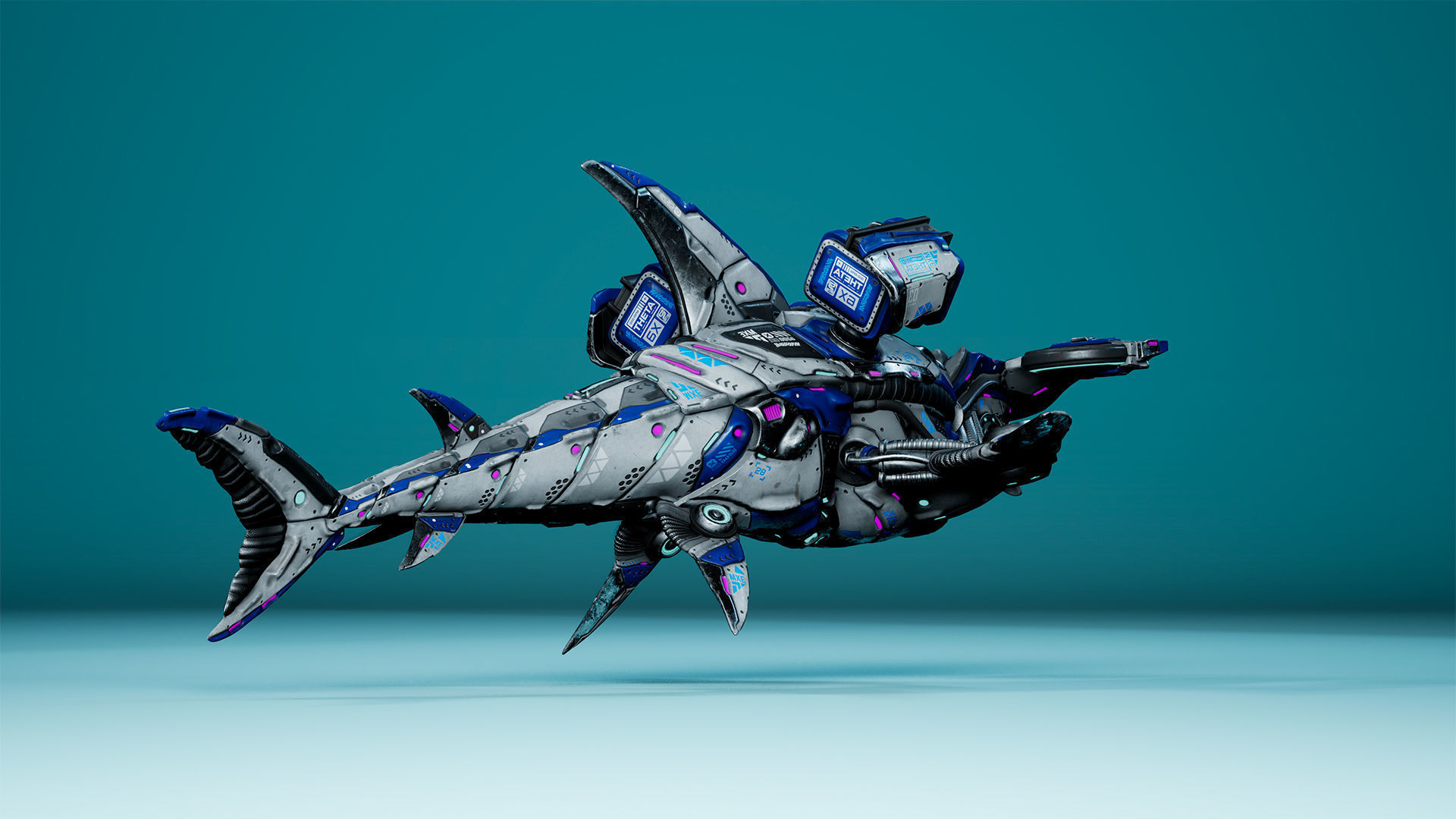 Sci-Fi Shark HammerHead Low-poly 3D model_8