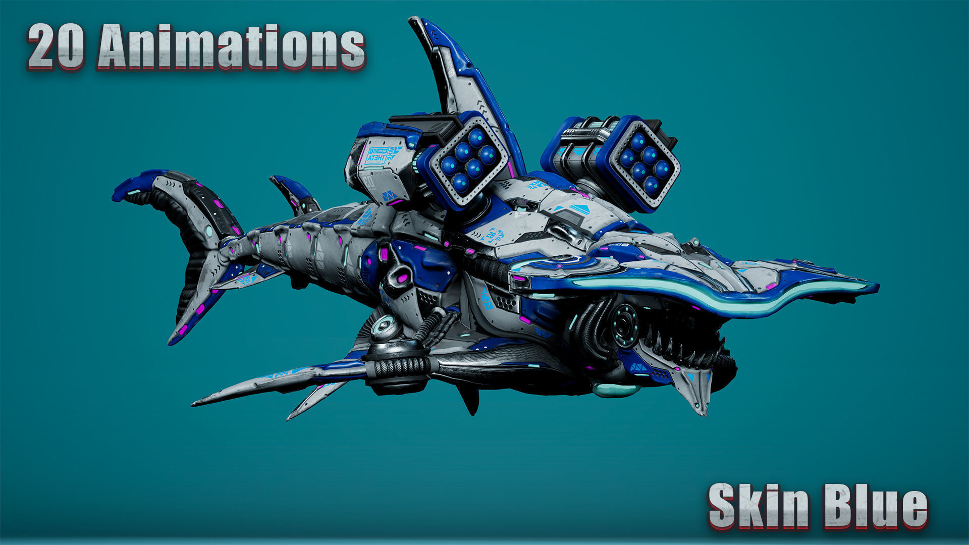 Sci-Fi Shark HammerHead Low-poly 3D model_3