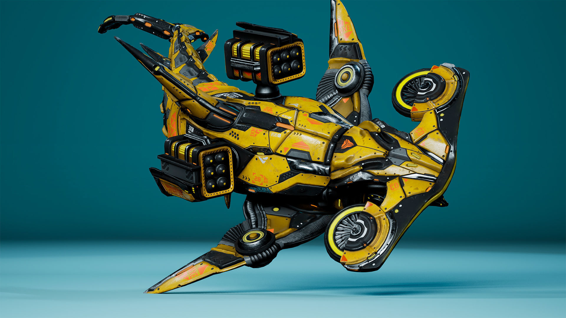 Sci-Fi Shark HammerHead Low-poly 3D model_20