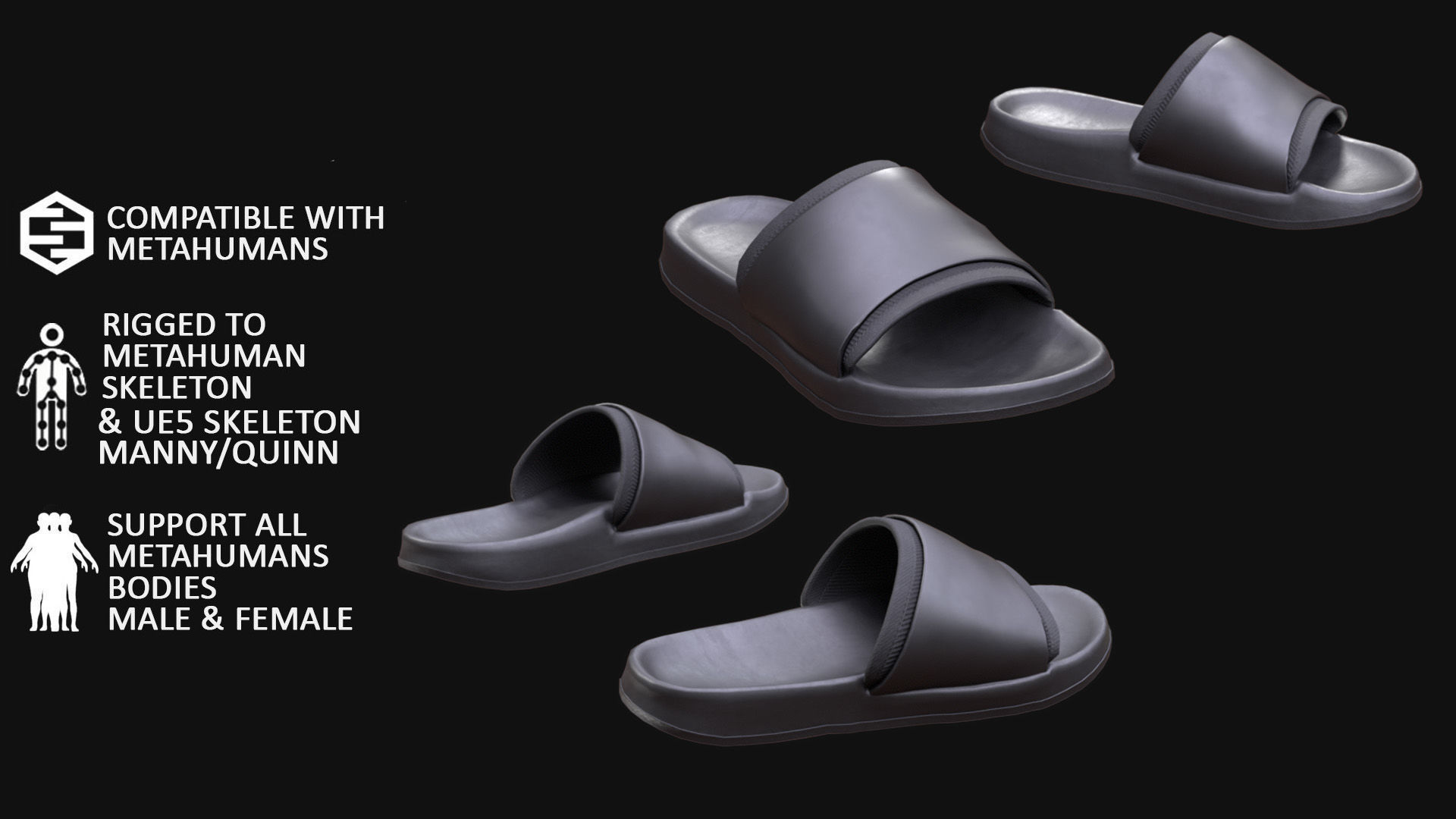 Slippers 134 - All MH Bodies - UE5 Skeletons - Rigged Low-poly 3D model_4