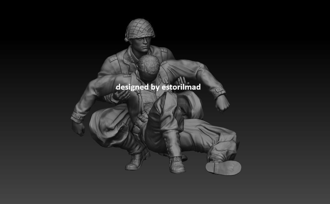 WW2 AMERICAN SOLDIER RESCUE V2 3D print model_1