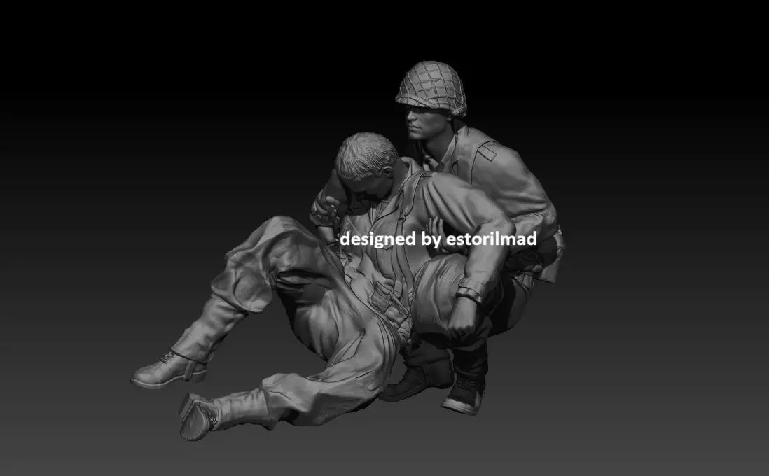 WW2 AMERICAN SOLDIER RESCUE V2 3D print model_0