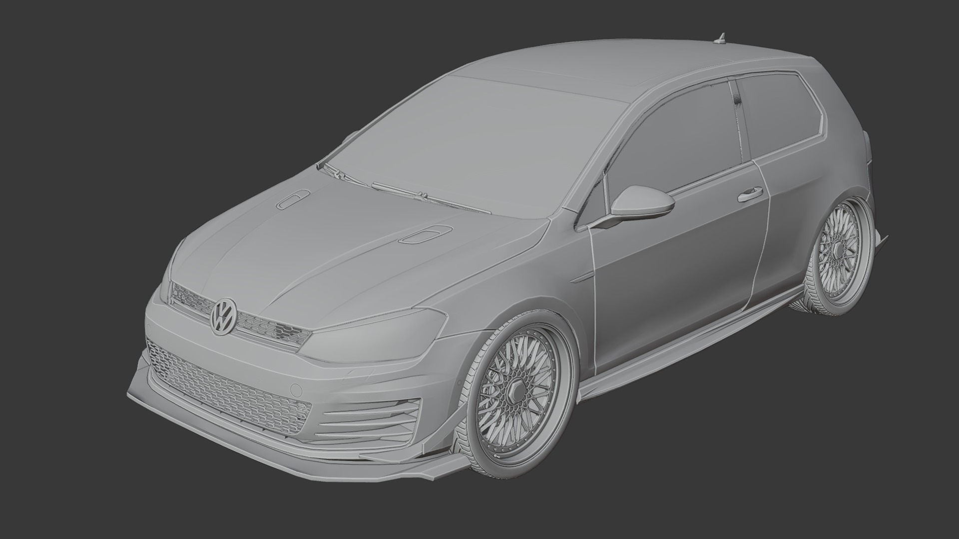 Volkswagen Golf VII GTD Low-poly 3D model_9