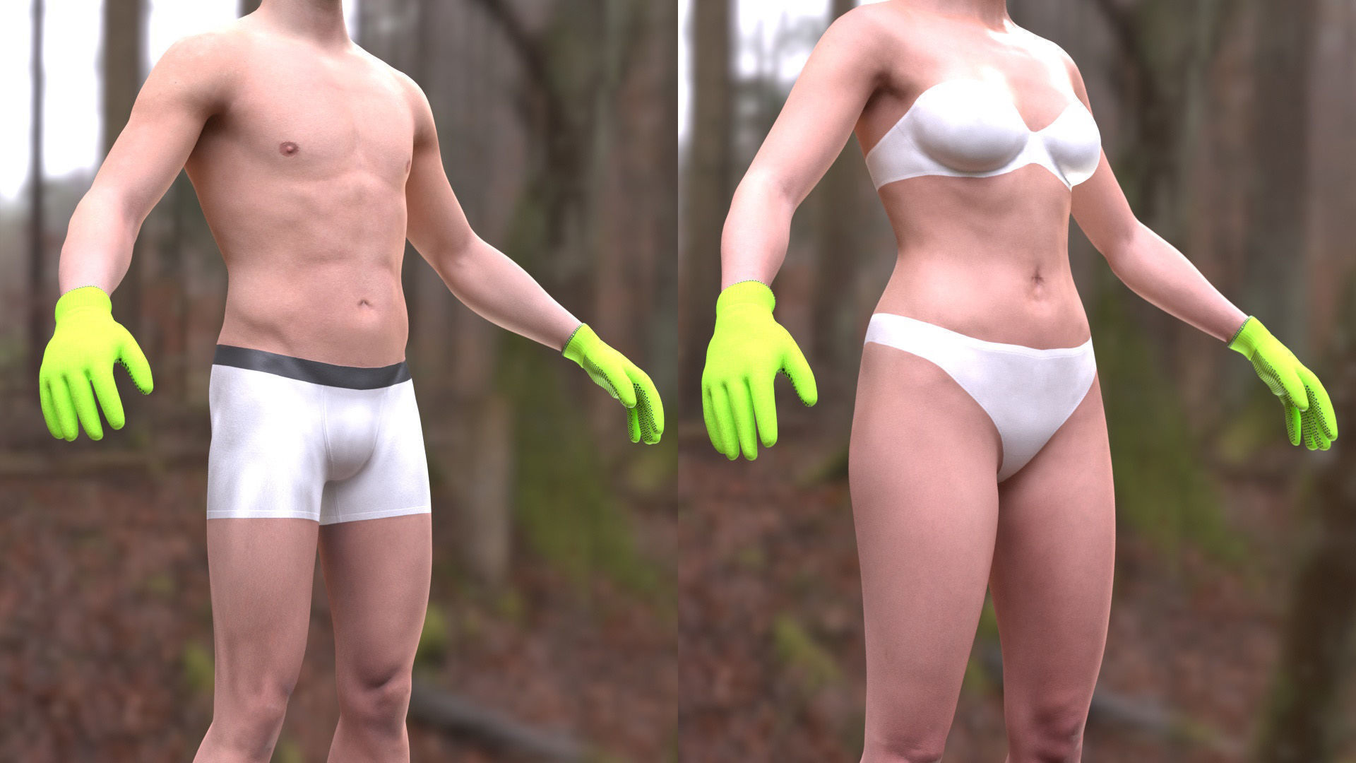 Working Gloves 130 - All MH Bodies - UE5 Skeletons - Rigged Low-poly 3D model_5