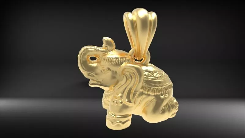 Solid Elephant Necklace Charm Pendant animal jewelry 3D print model