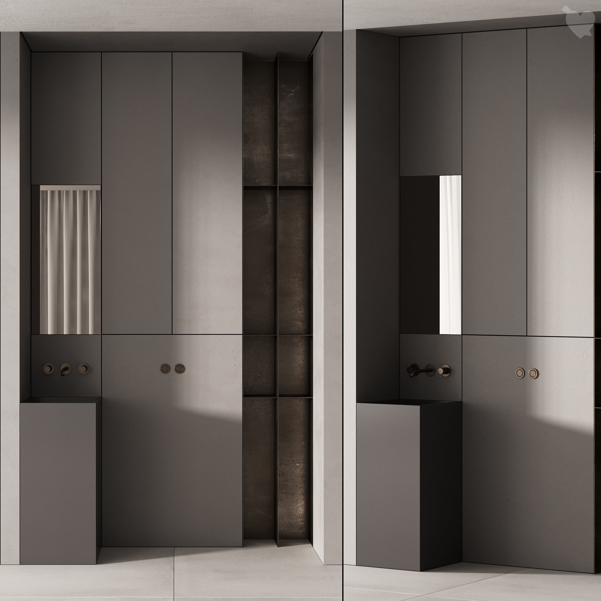 486 bathroom furniture 10 mini modular wc in 2 options 3D model_5