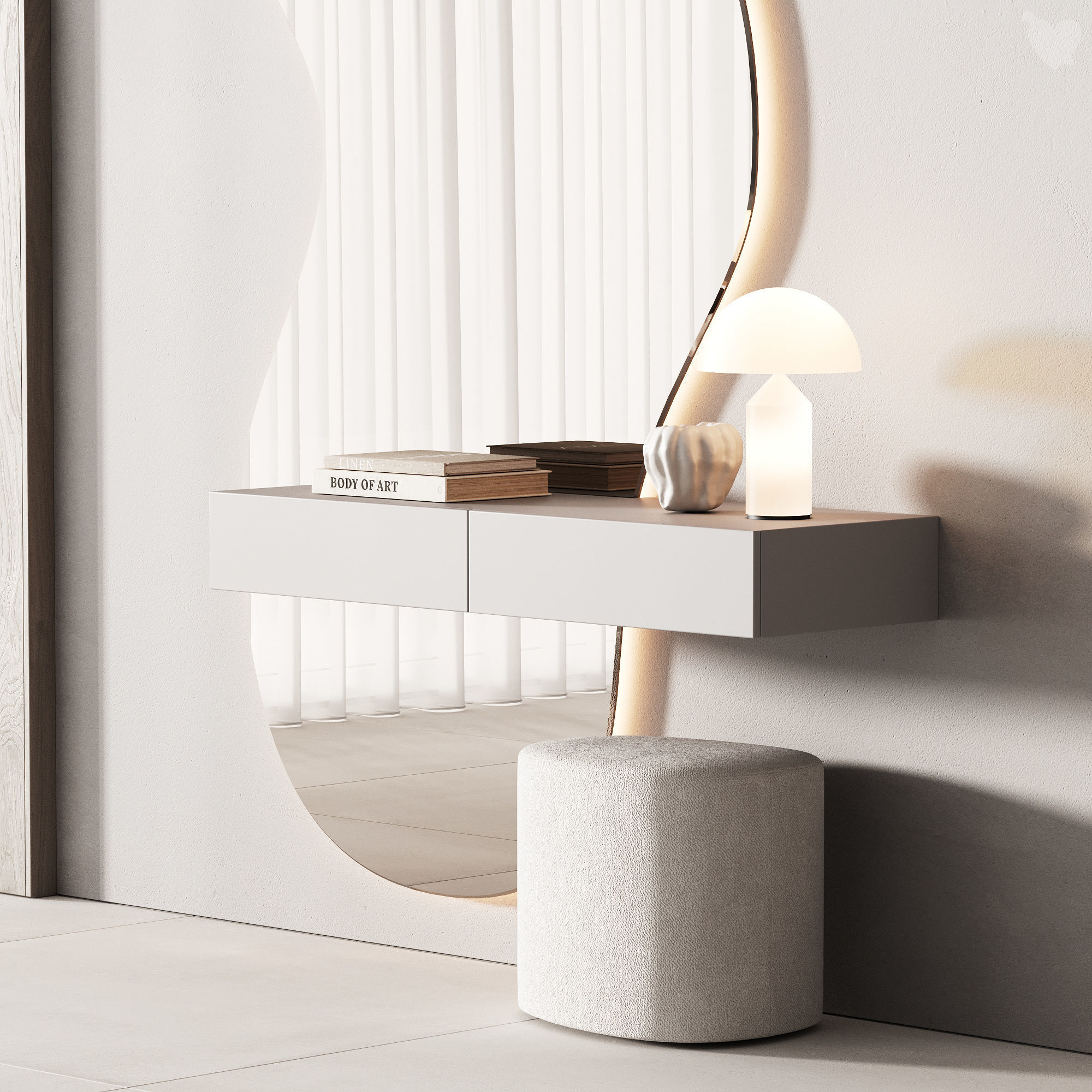 489 hallway zone 10 minimal curved shape mirror 3D model_5