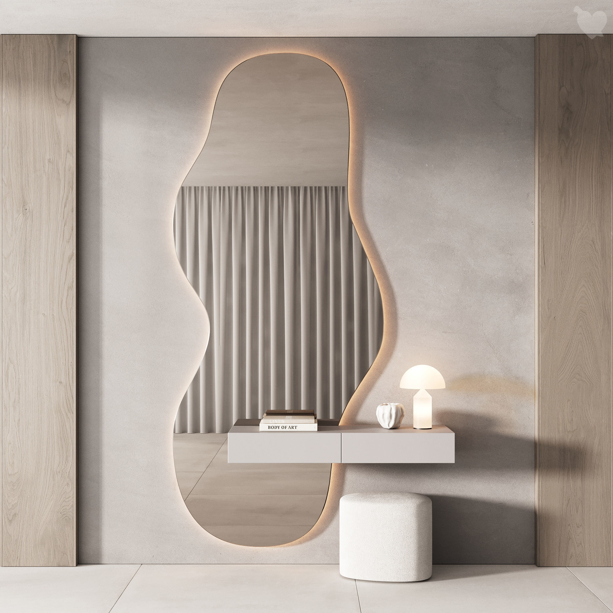 489 hallway zone 10 minimal curved shape mirror 3D model_2