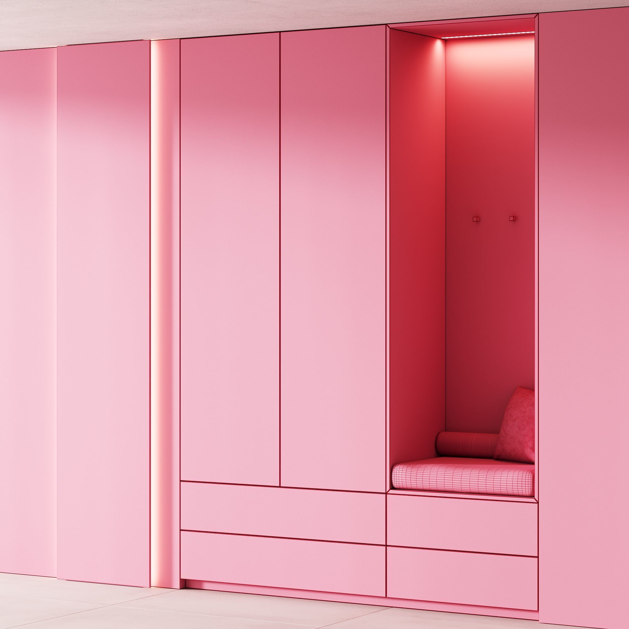 490 hallway zone 11 minimal modular cabinet with seat 3D model_5