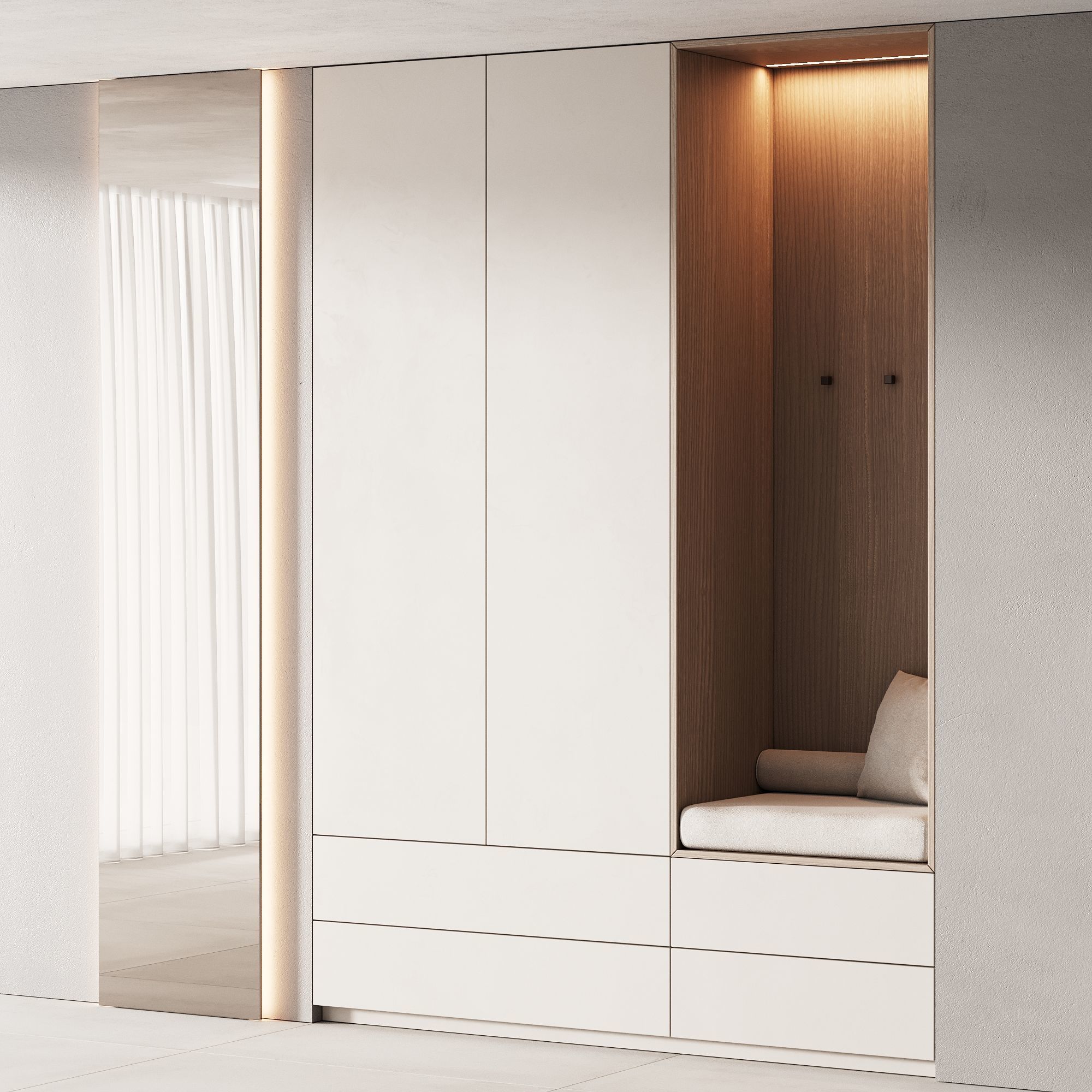490 hallway zone 11 minimal modular cabinet with seat 3D model_1