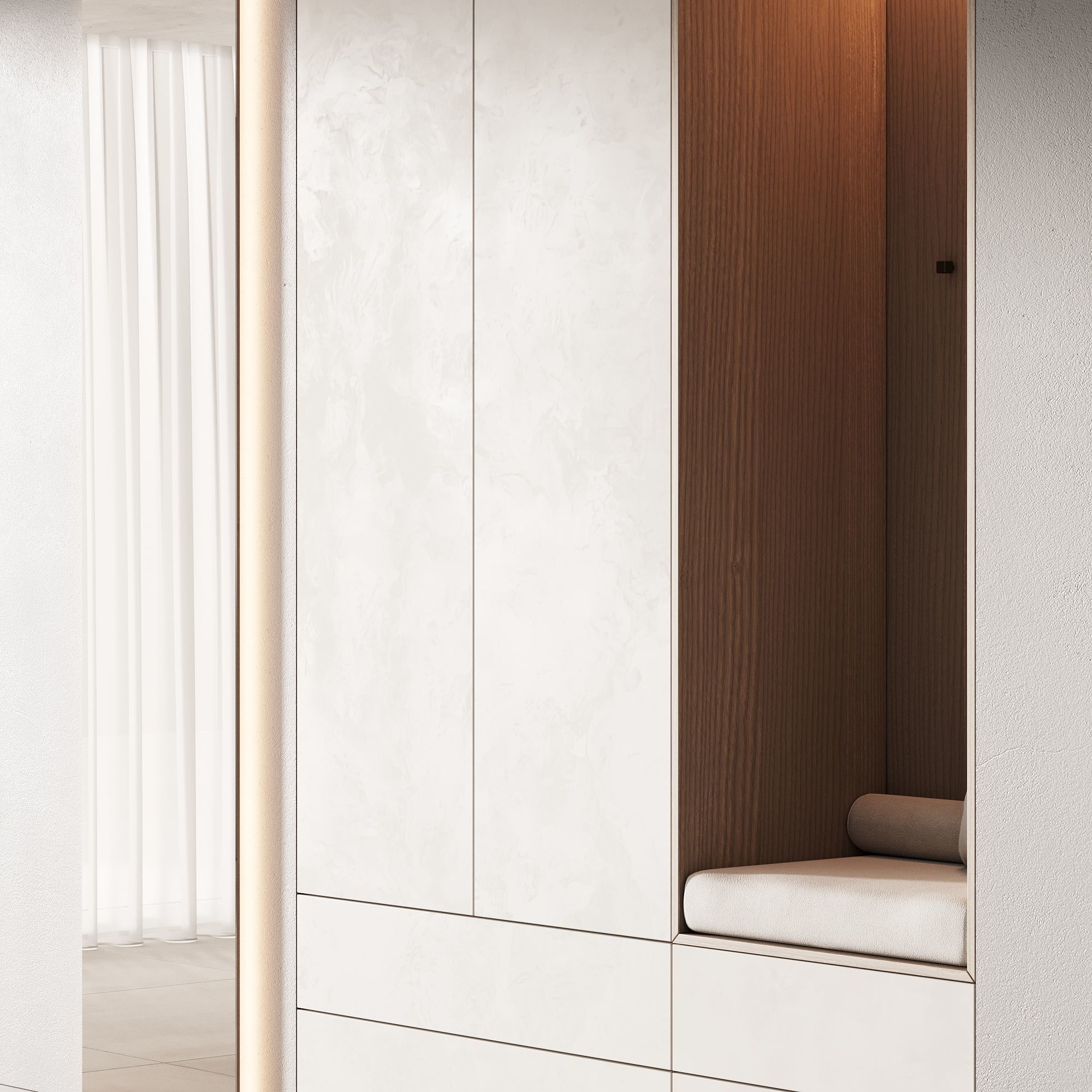 490 hallway zone 11 minimal modular cabinet with seat 3D model_3