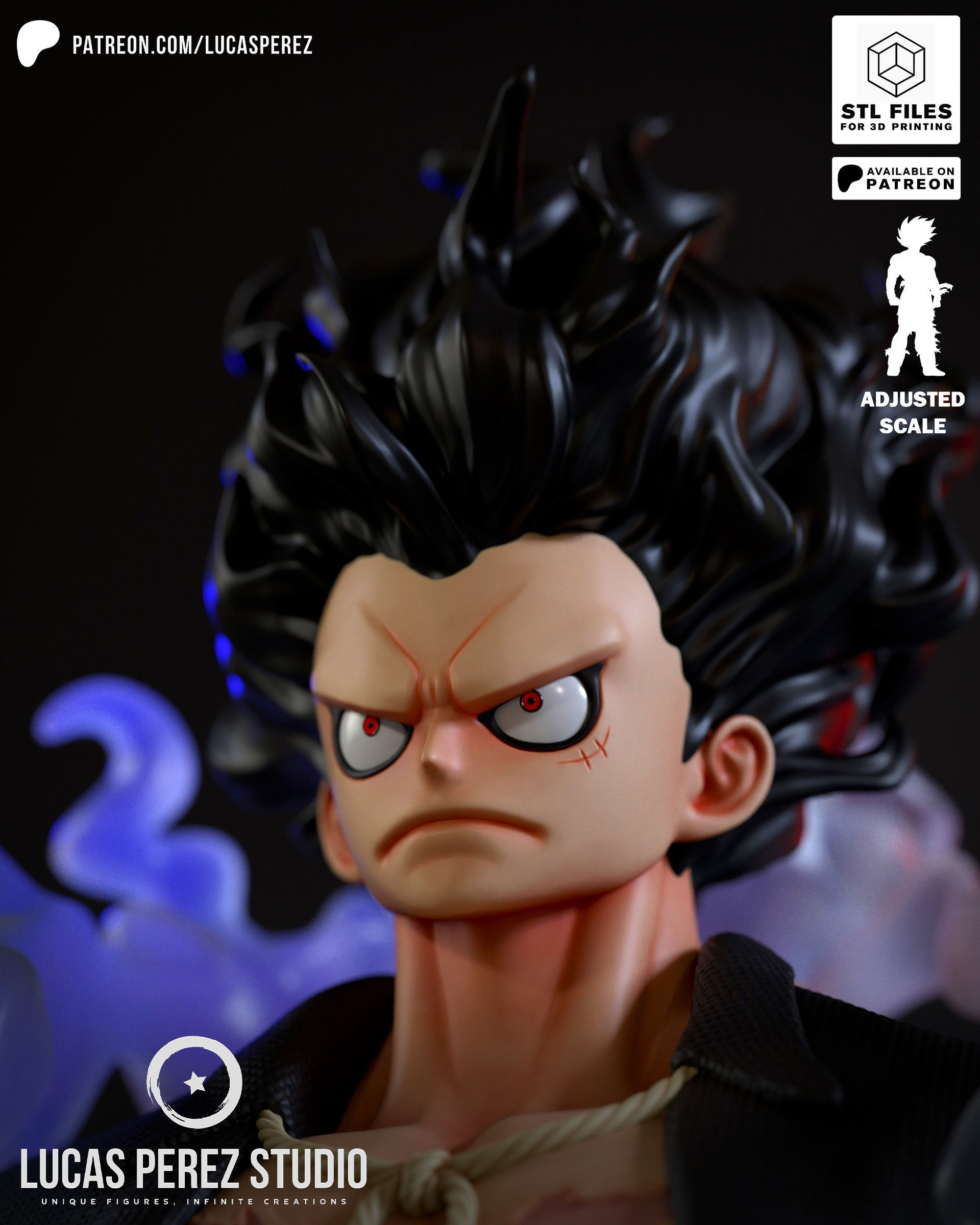 LUFFY SNAKEMAN BUSTO 3D print model_7