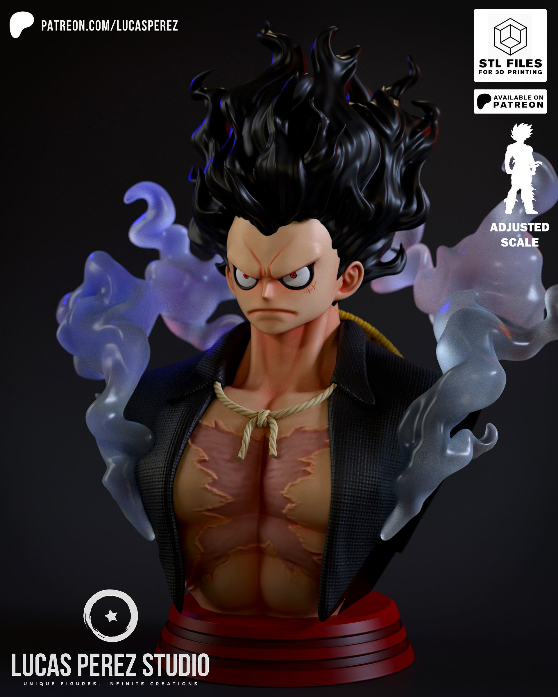 LUFFY SNAKEMAN BUSTO 3D print model_2