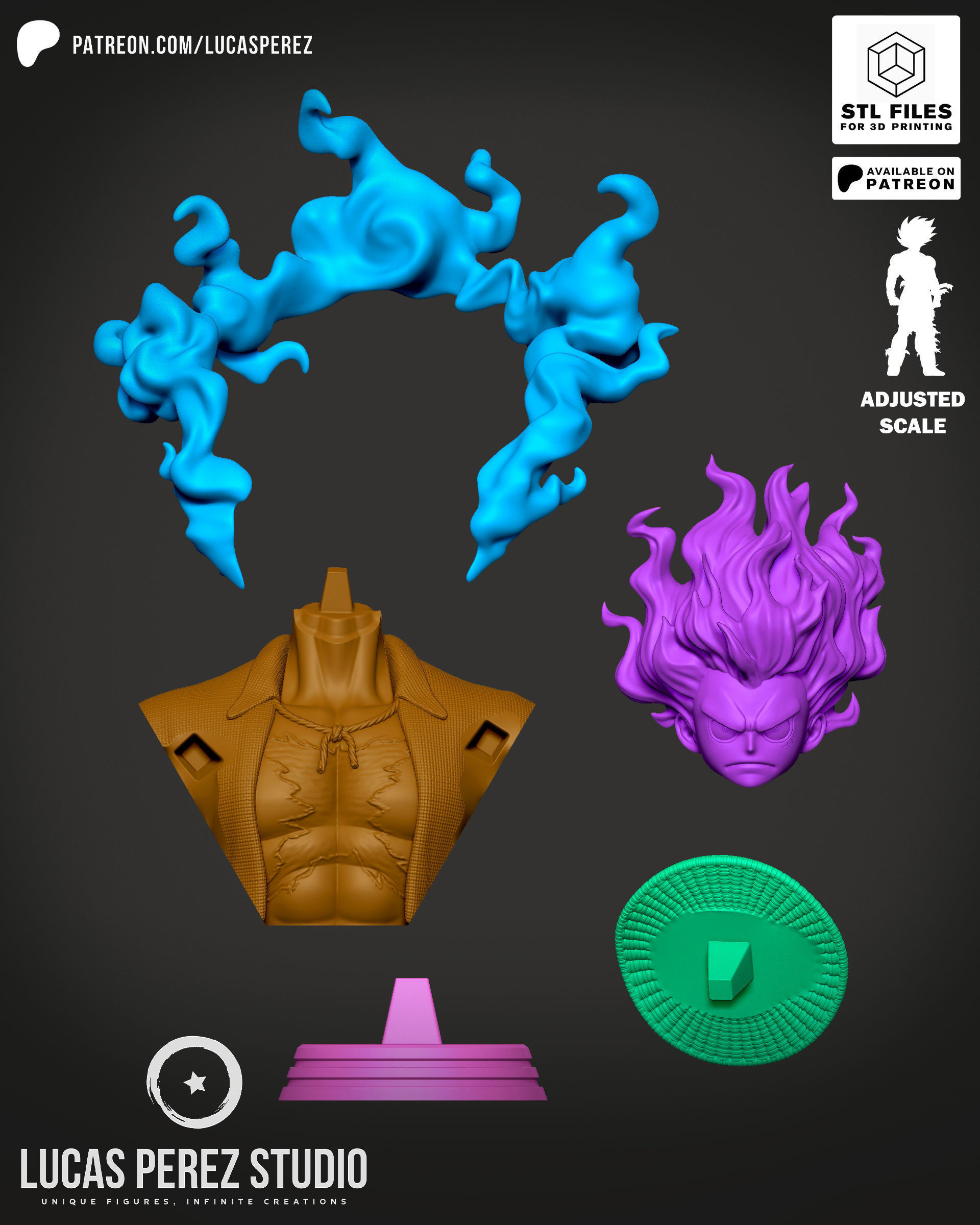 LUFFY SNAKEMAN BUSTO 3D print model_11