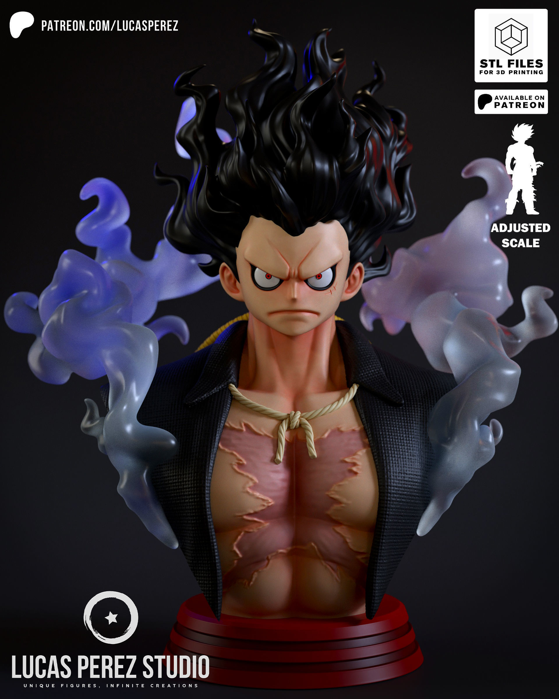 LUFFY SNAKEMAN BUSTO 3D print model_1