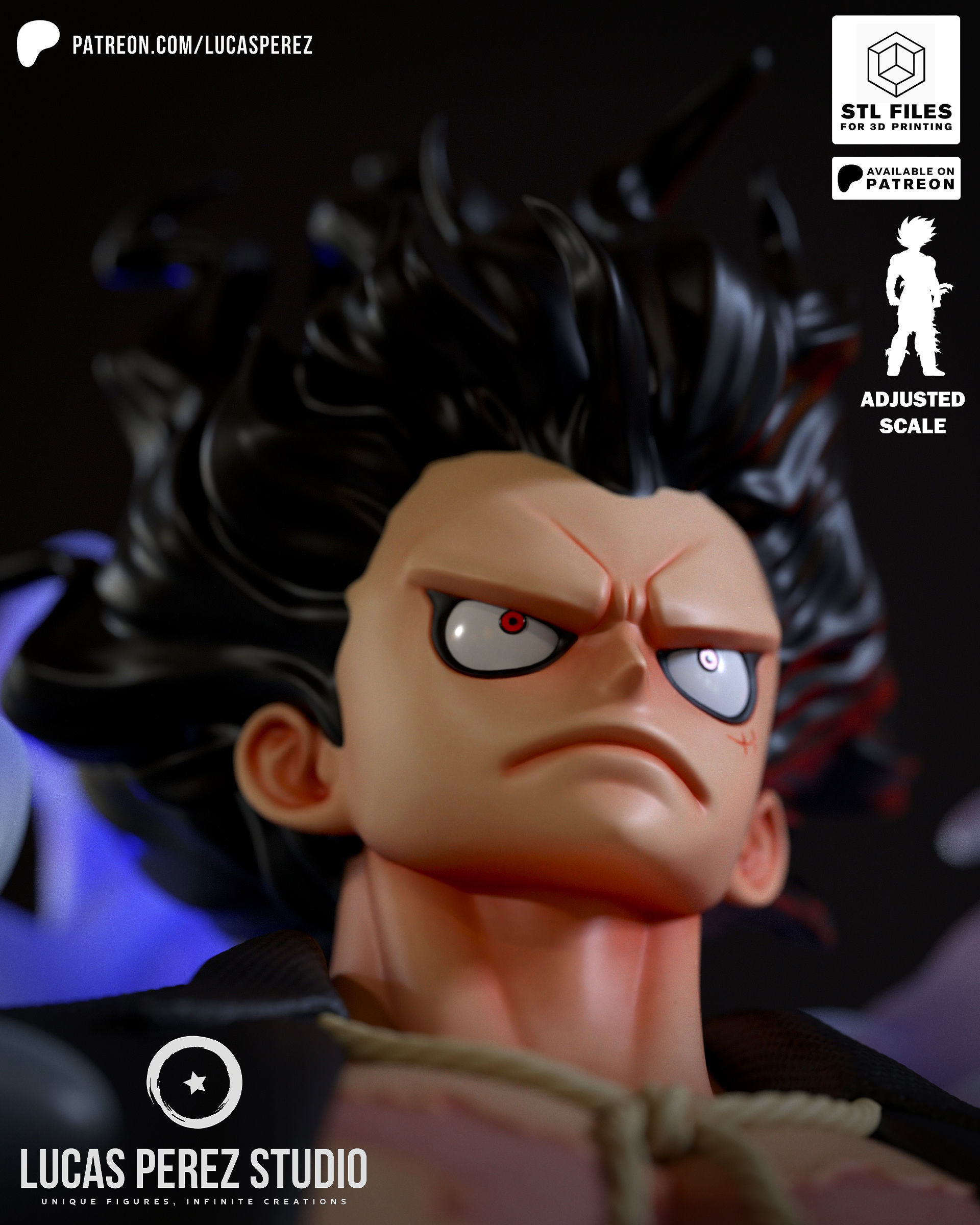 LUFFY SNAKEMAN BUSTO 3D print model_6