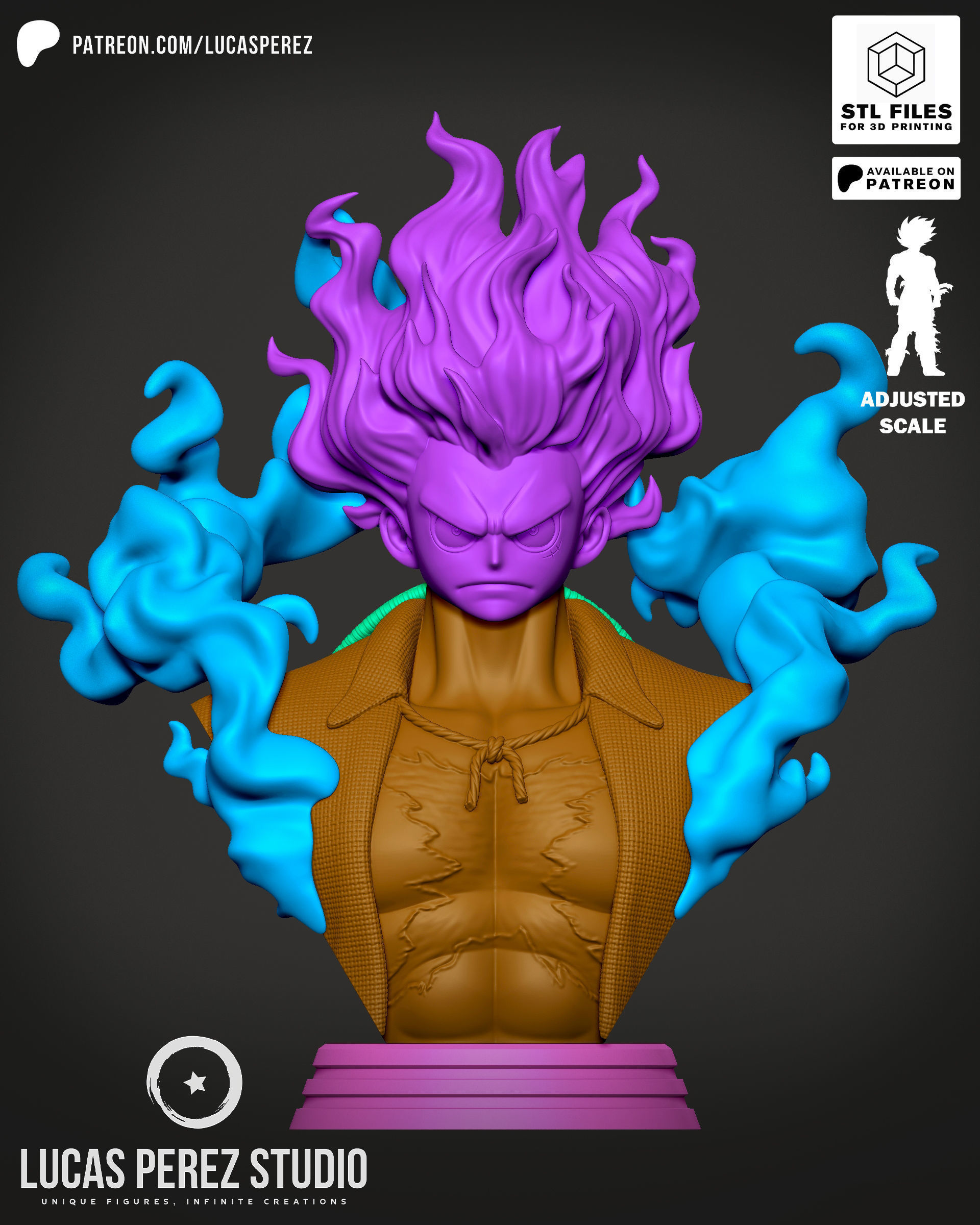 LUFFY SNAKEMAN BUSTO 3D print model_10