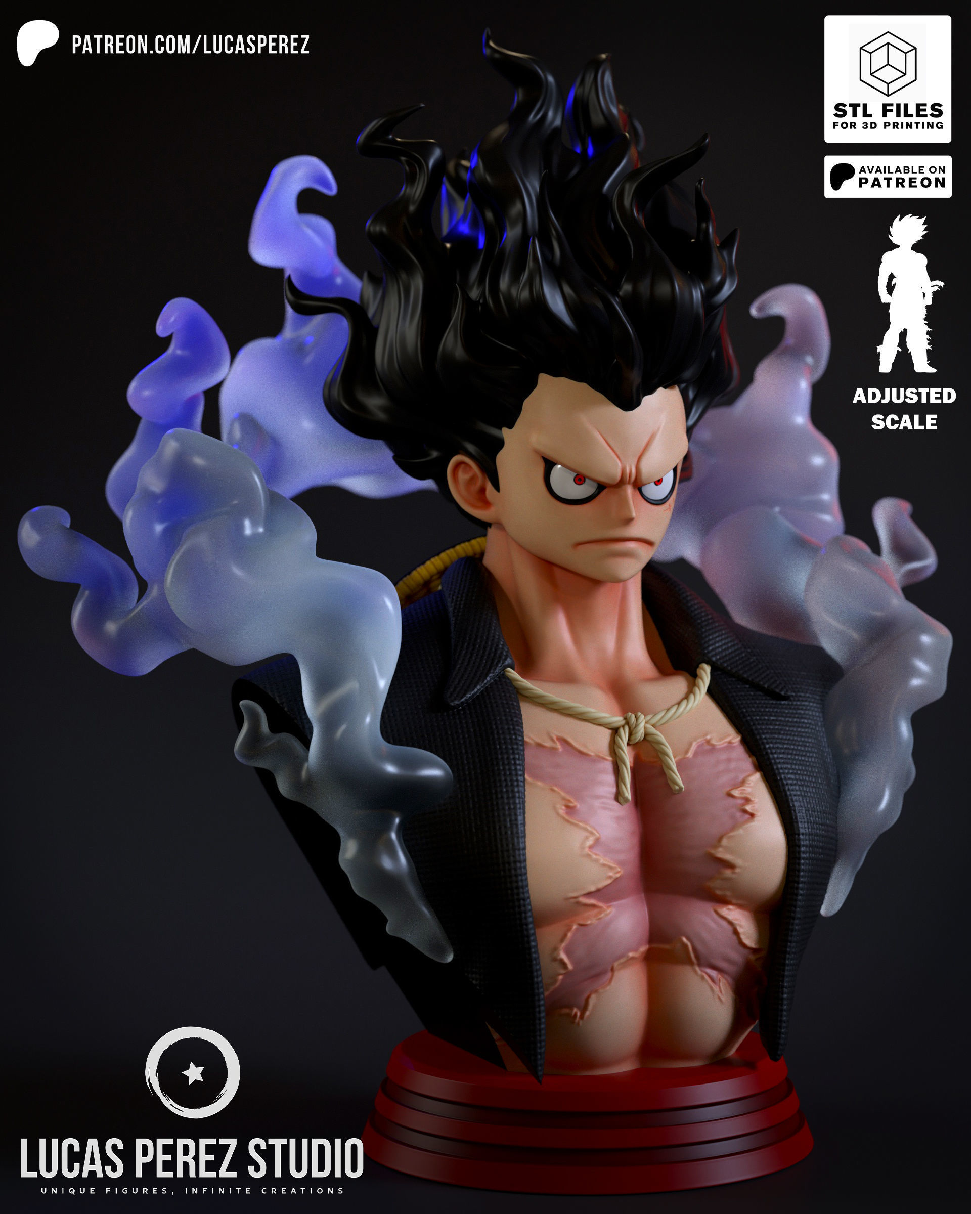 LUFFY SNAKEMAN BUSTO 3D print model_5
