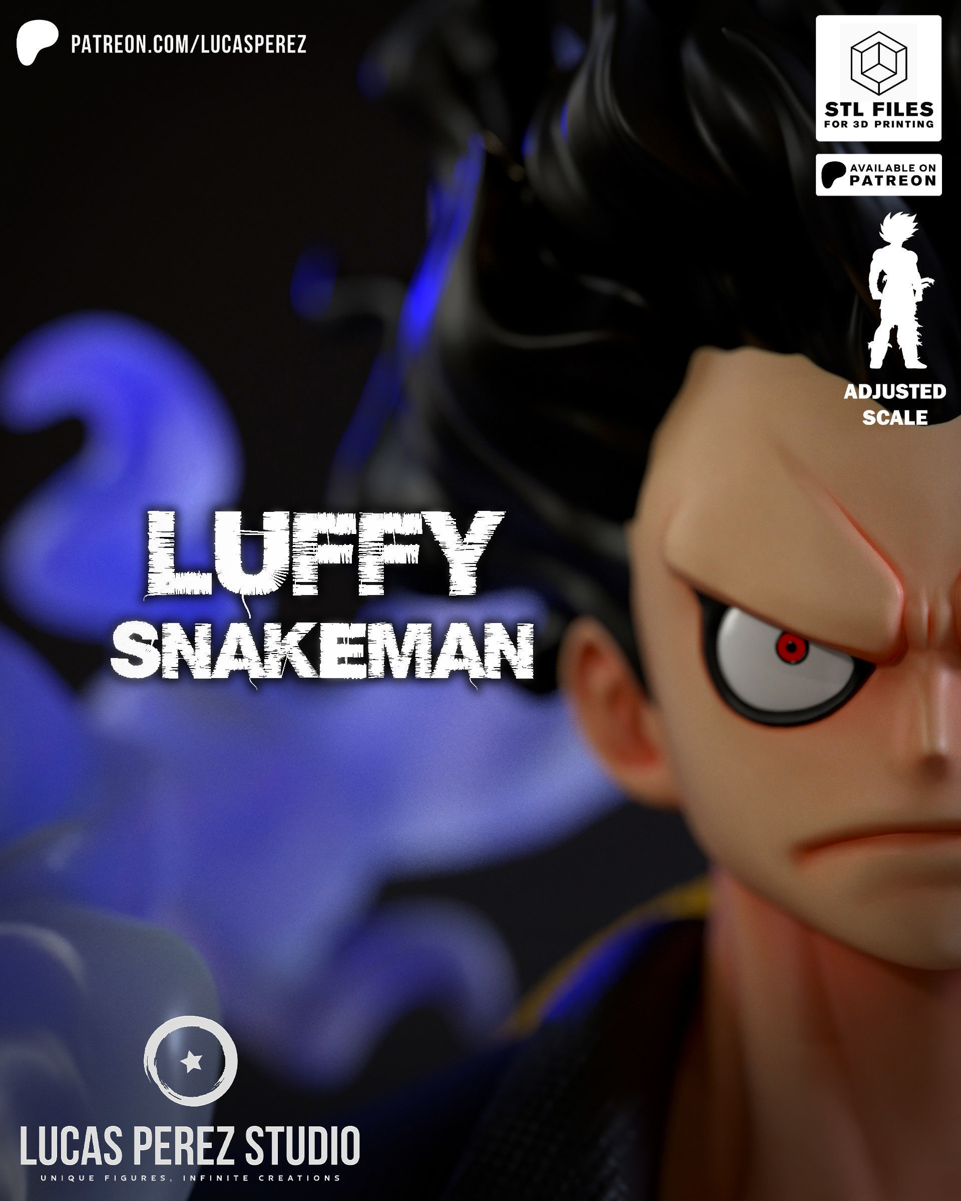 LUFFY SNAKEMAN BUSTO 3D print model_9