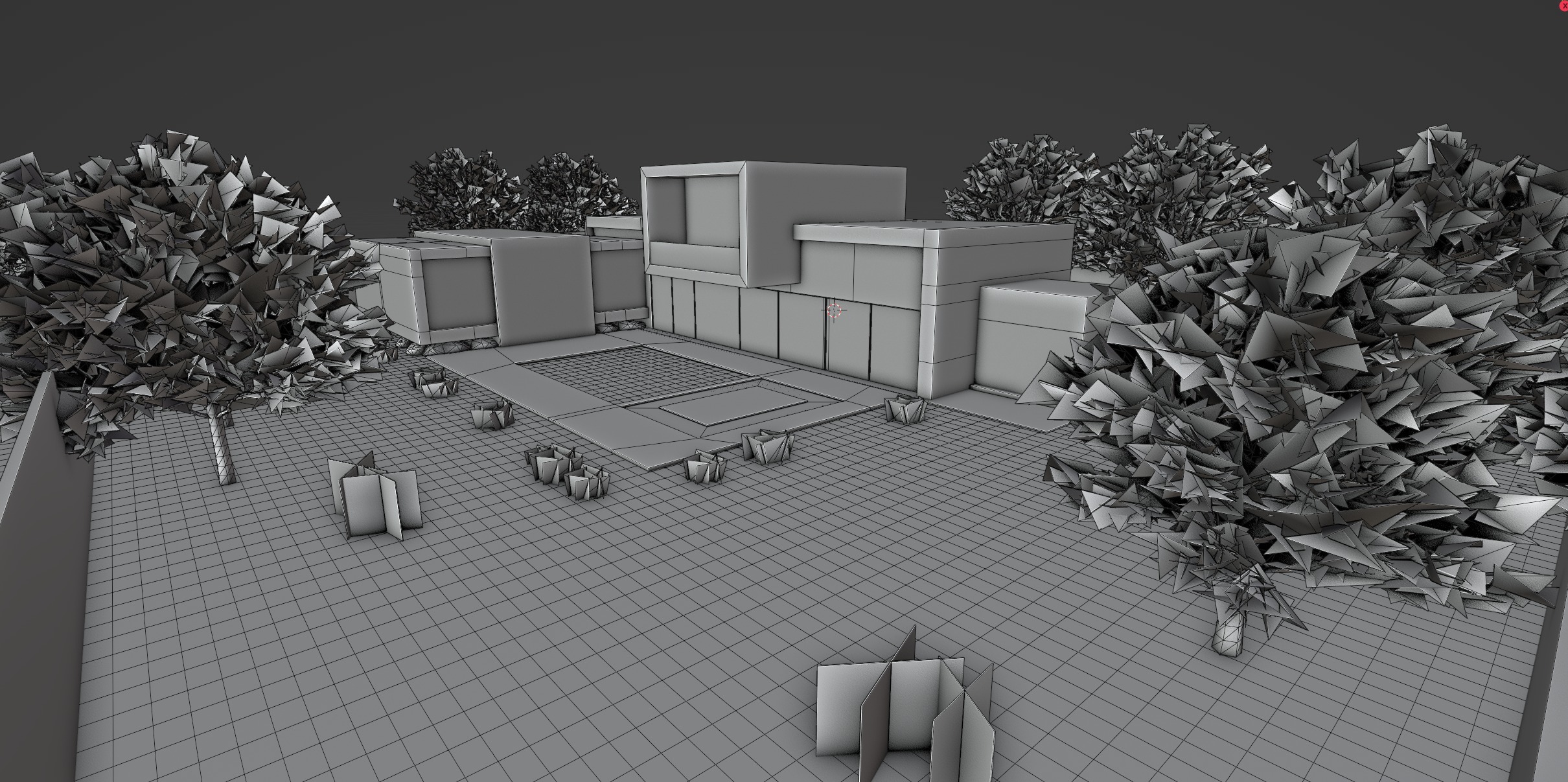 Modern Concrete House 3D model Low-poly 3D model_4