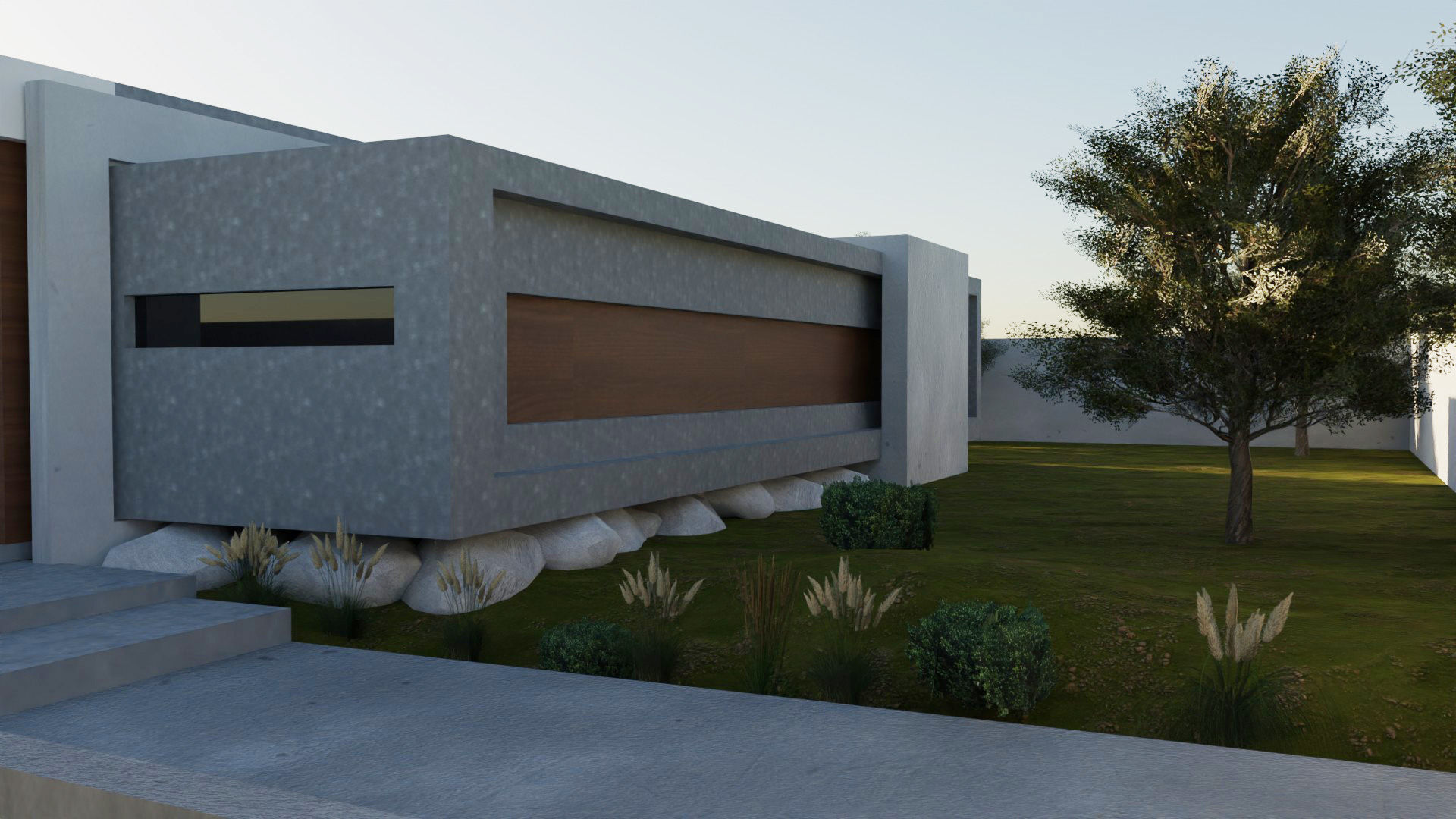 Modern Concrete House 3D model Low-poly 3D model_2