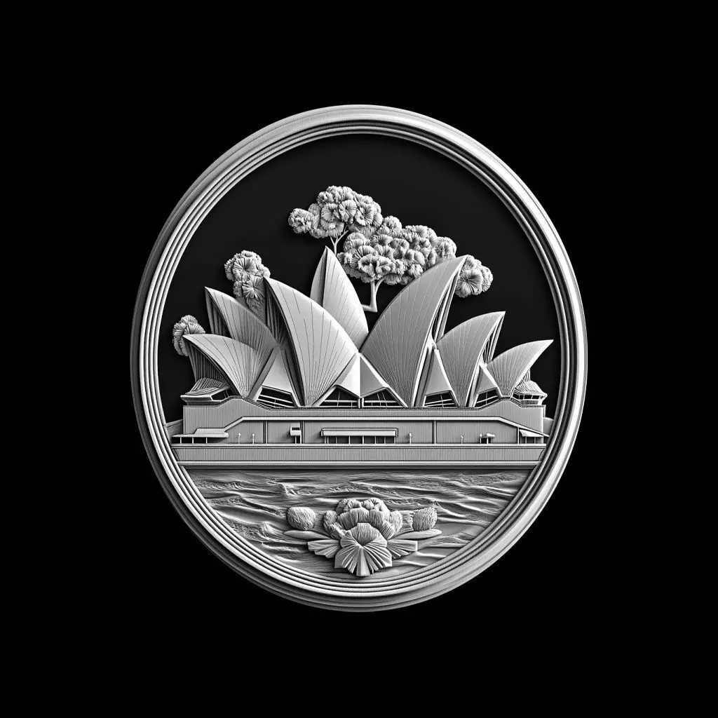 Monochromatic Sydney Opera House Emblem 3D print model_0