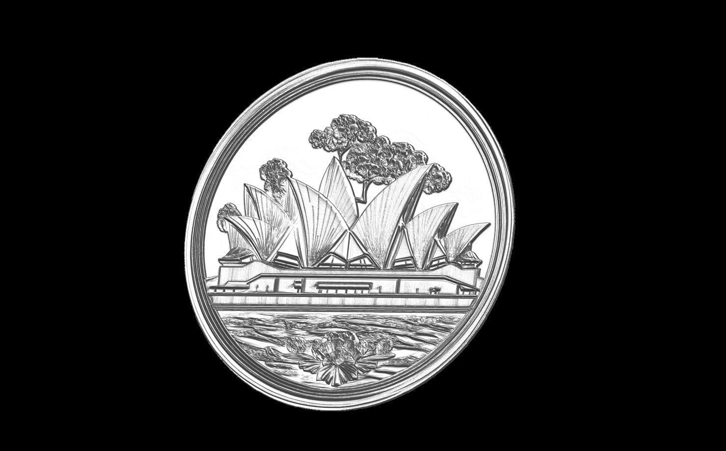 Monochromatic Sydney Opera House Emblem 3D print model_3