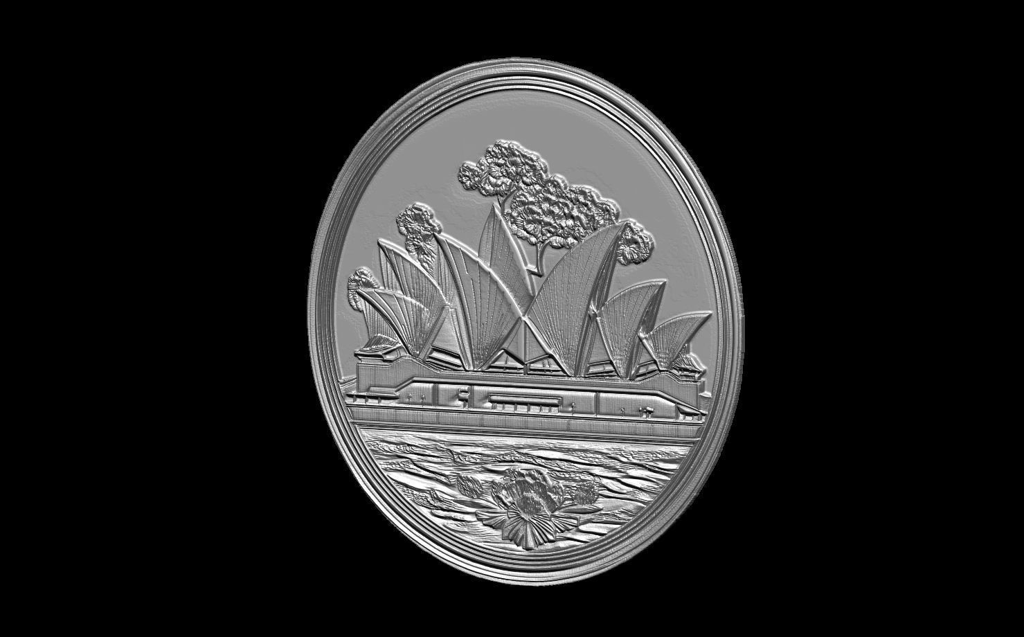 Monochromatic Sydney Opera House Emblem 3D print model_2