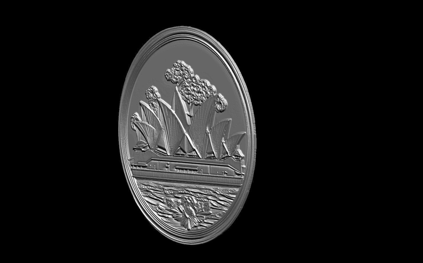 Monochromatic Sydney Opera House Emblem 3D print model_5