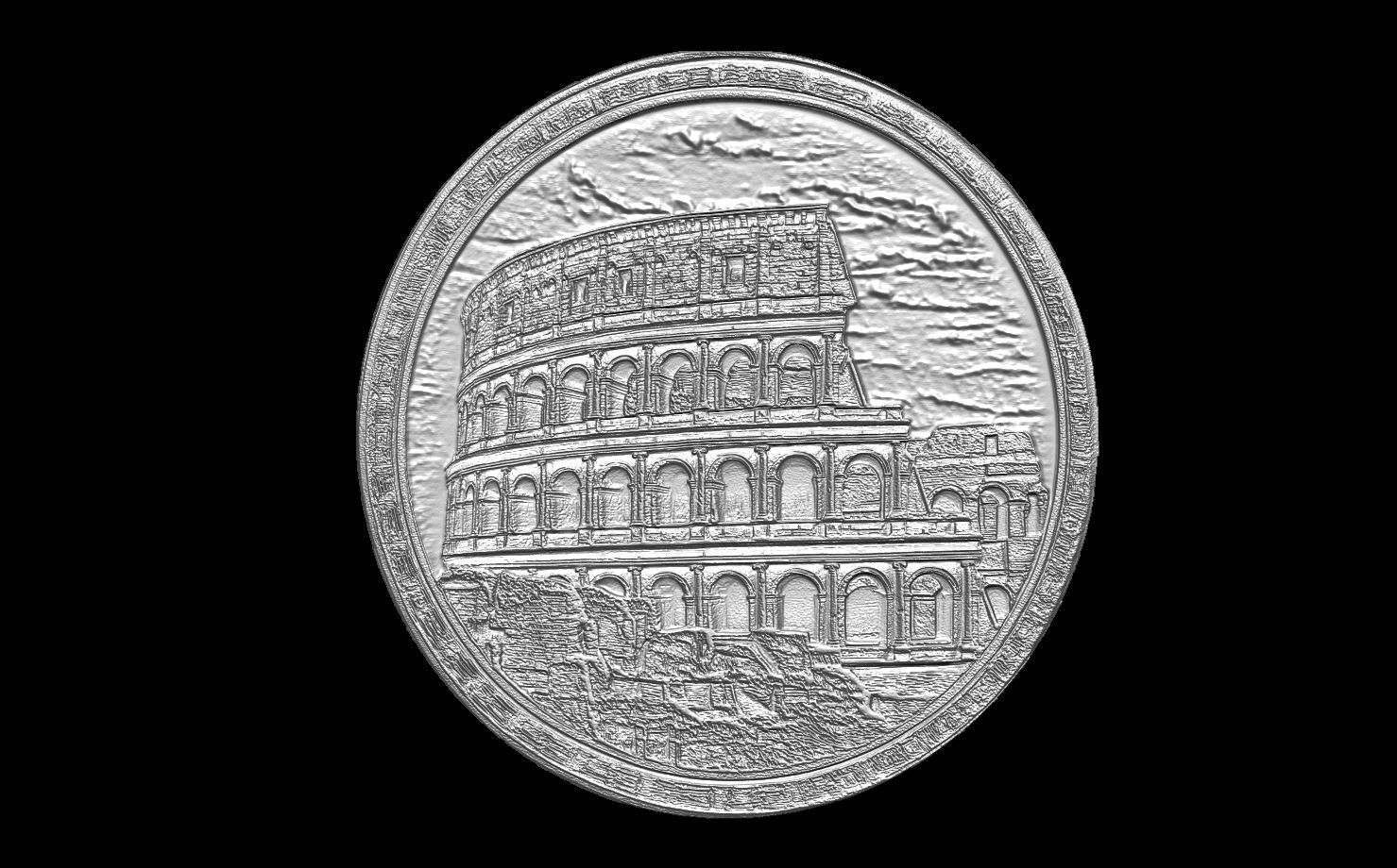 Sculptural Relief Emblem of the Roman Colosseum 3D print model_1