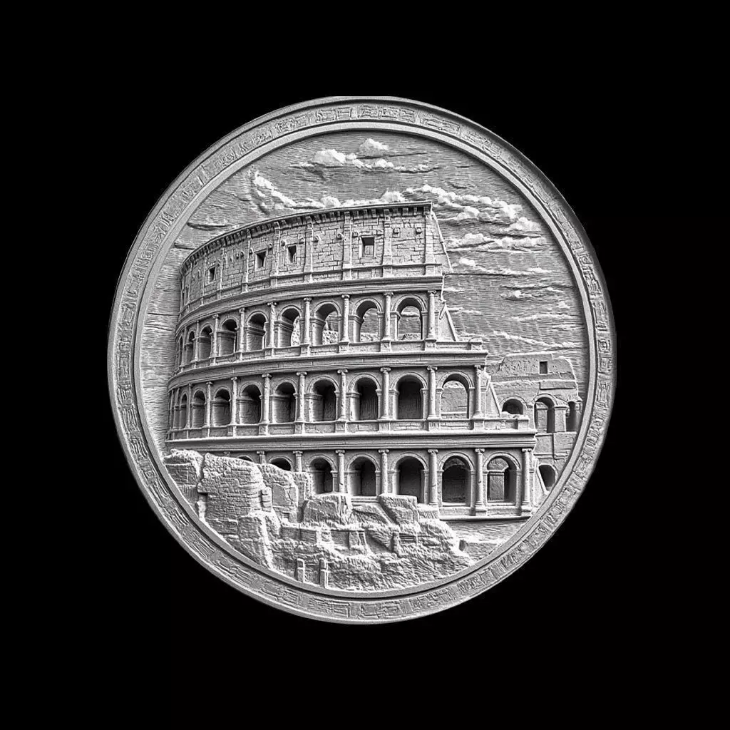 Sculptural Relief Emblem of the Roman Colosseum 3D print model_0