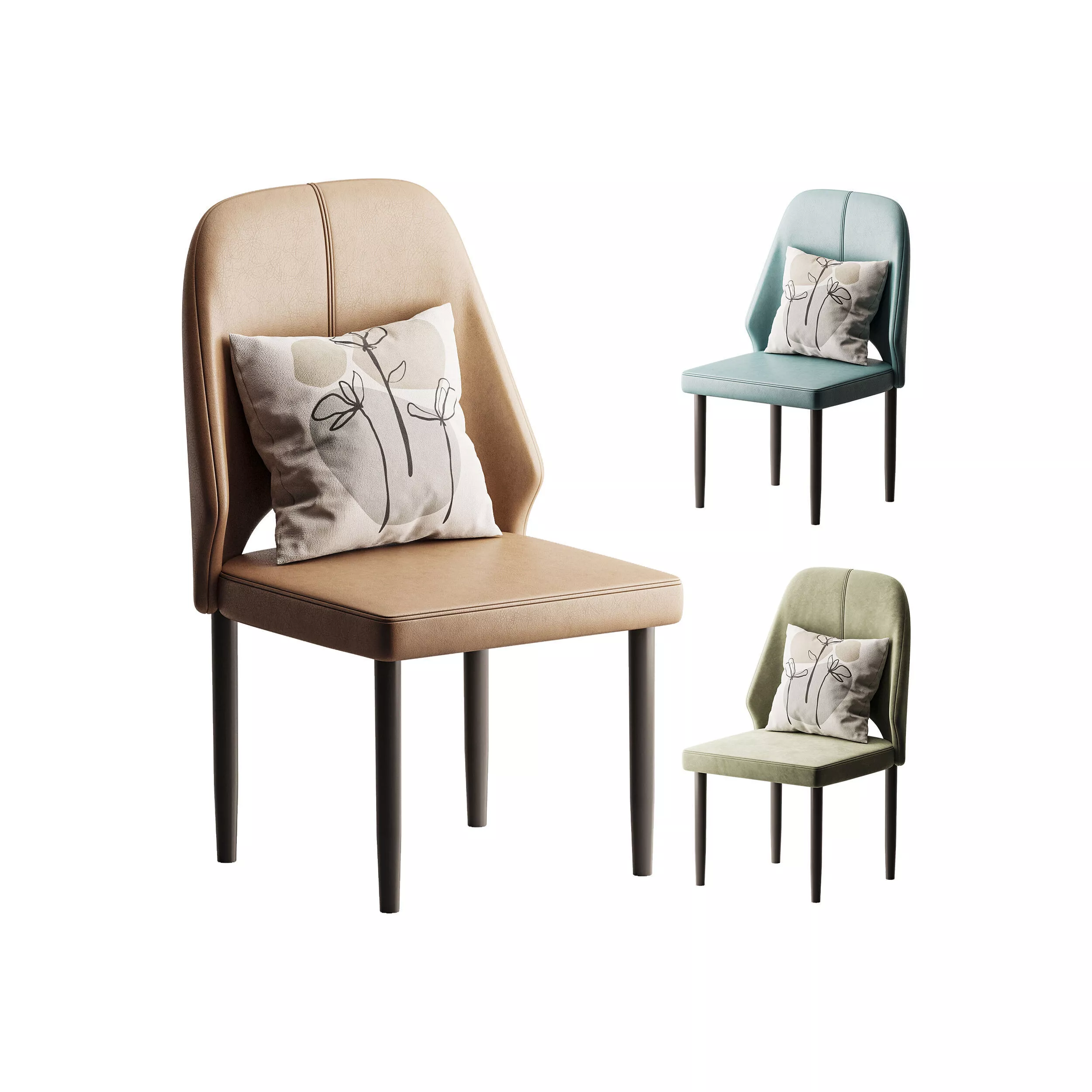 Bordered Sturdy Faux Leather Upholstered 3D model