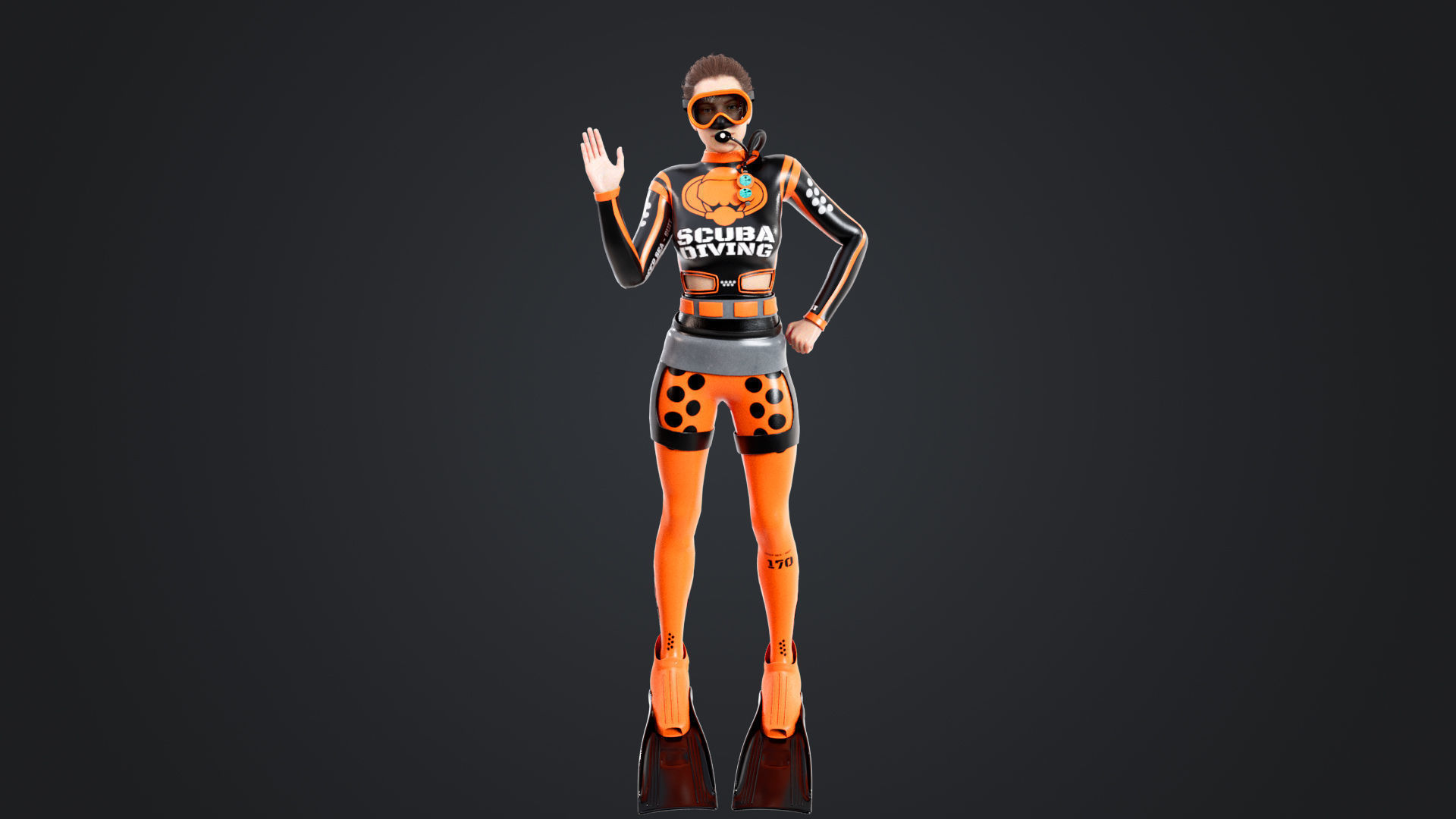 Scuba Diver Diving Suit Low-poly 3D model_2