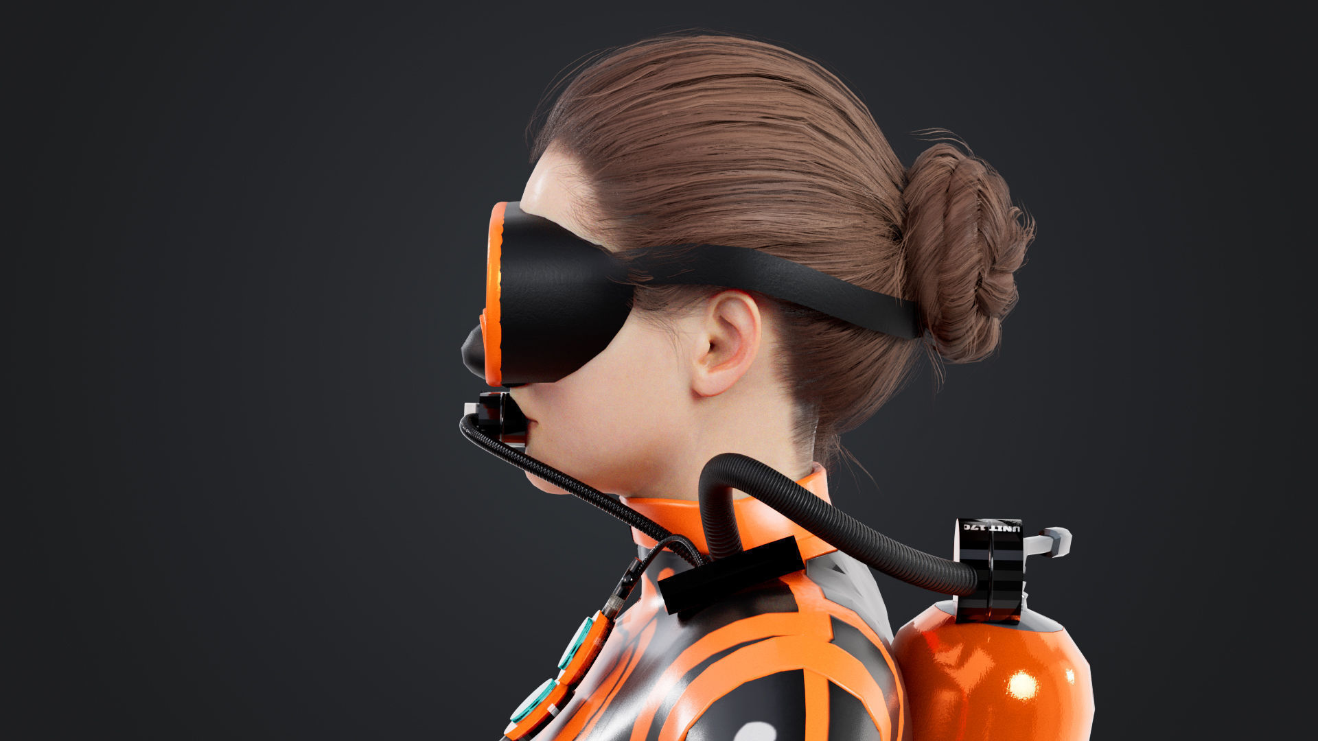 Scuba Diver Diving Suit Low-poly 3D model_10