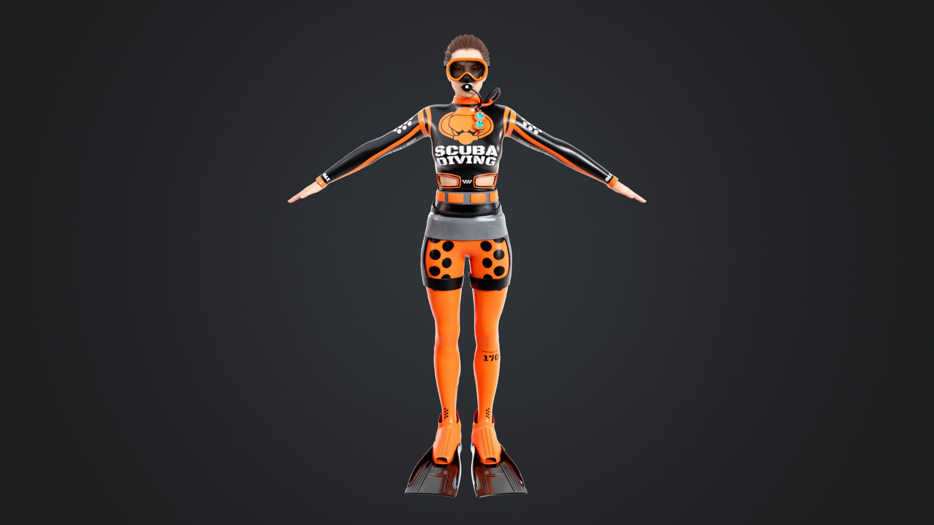 Scuba Diver Diving Suit Low-poly 3D model_3