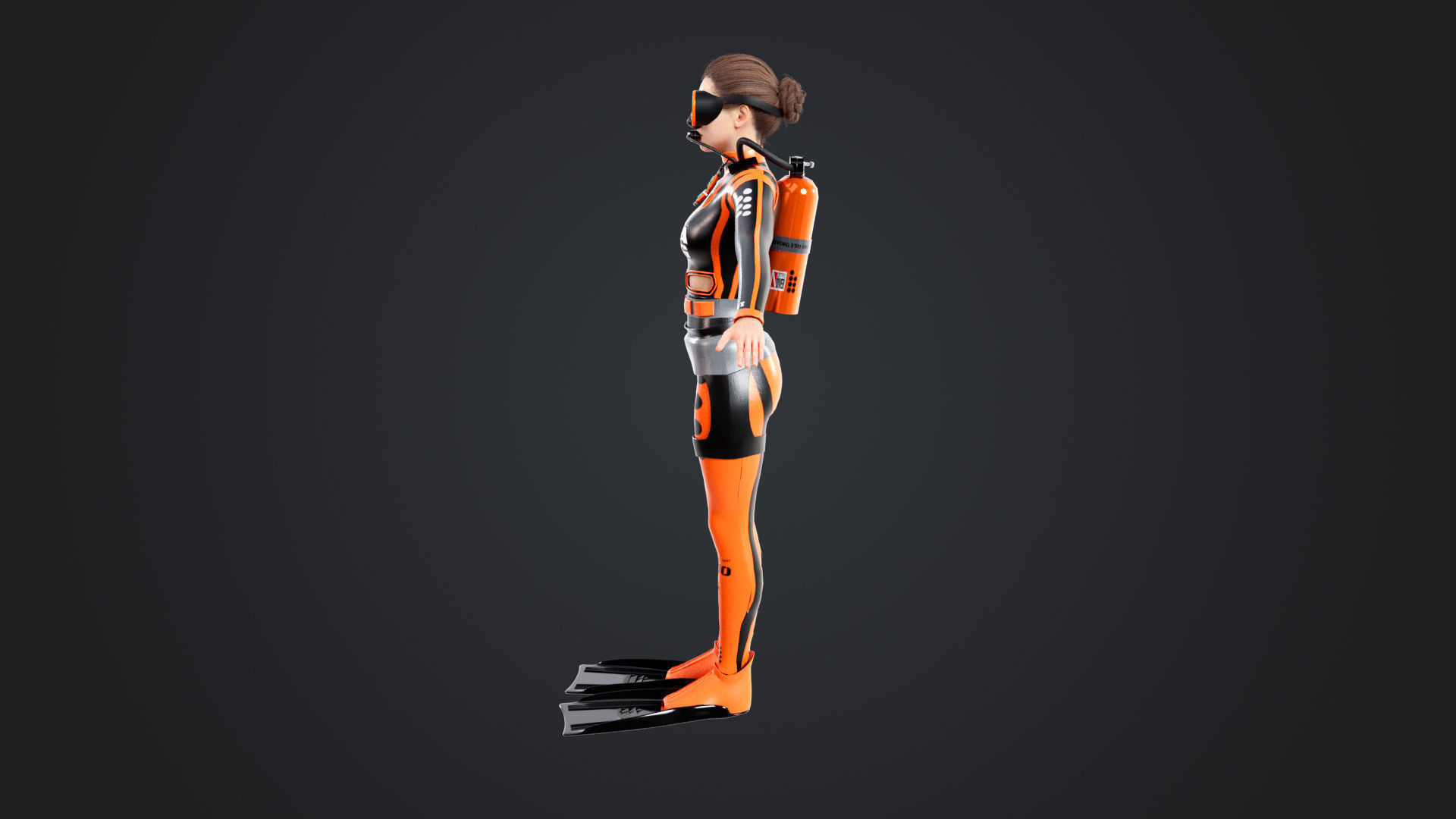 Scuba Diver Diving Suit Low-poly 3D model_5